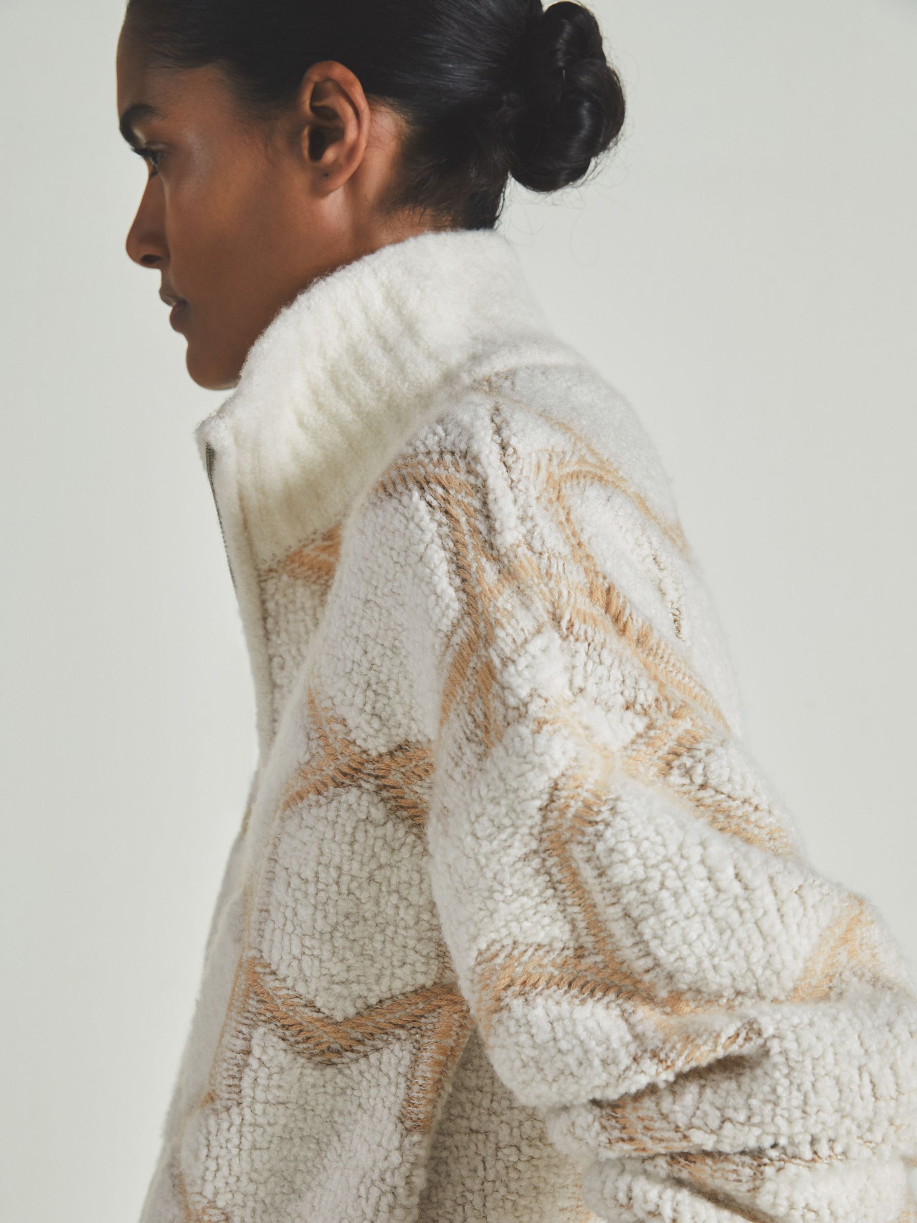 Reiss | Les 100 Ciels Cashmere-Blend Bouclé Jacket in Neutral/Cream - Image 3 of 6