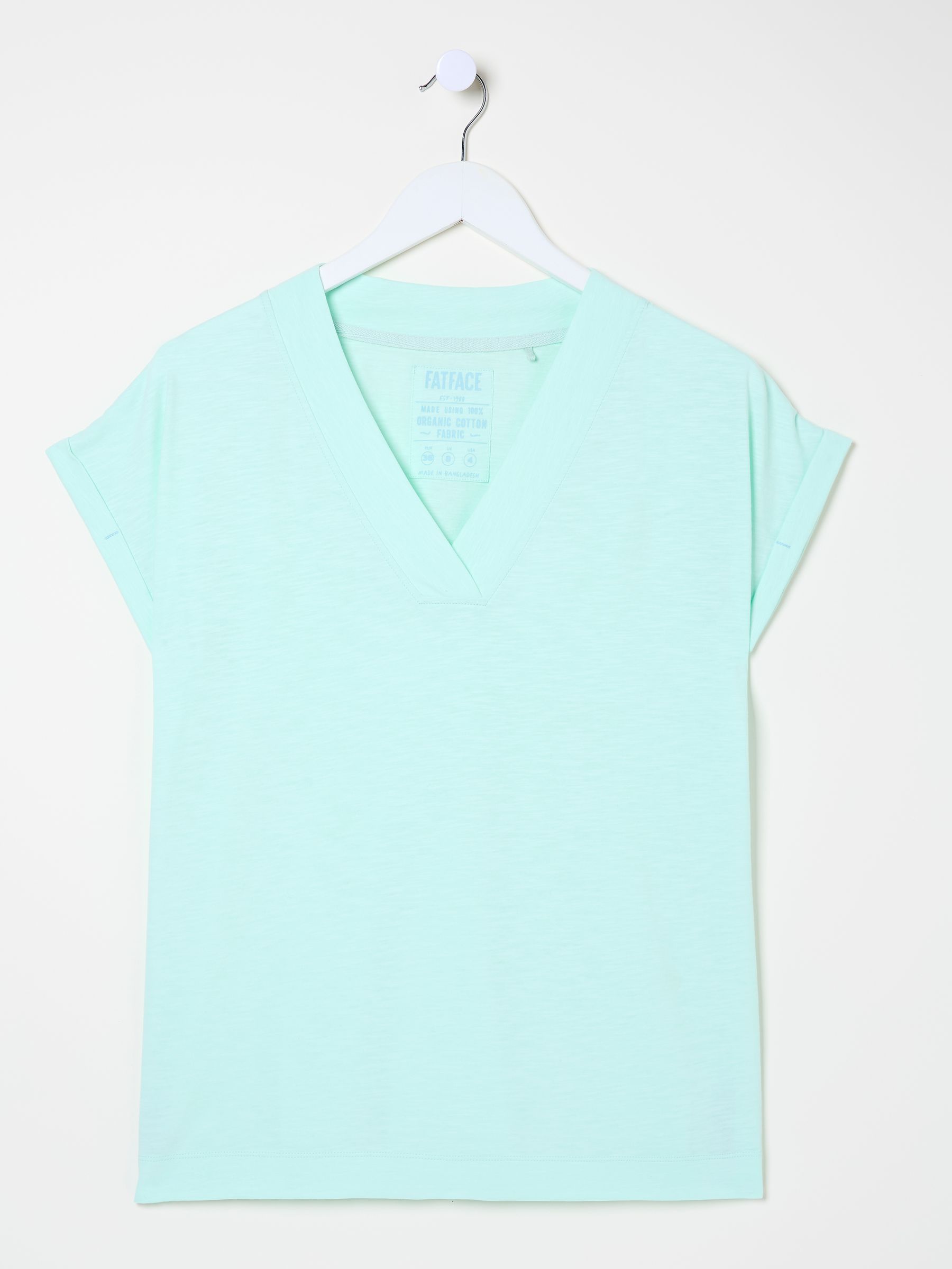 Tansy Mint Green 100% Organic Cotton V-Neck T-Shirt - Image 5 of 5