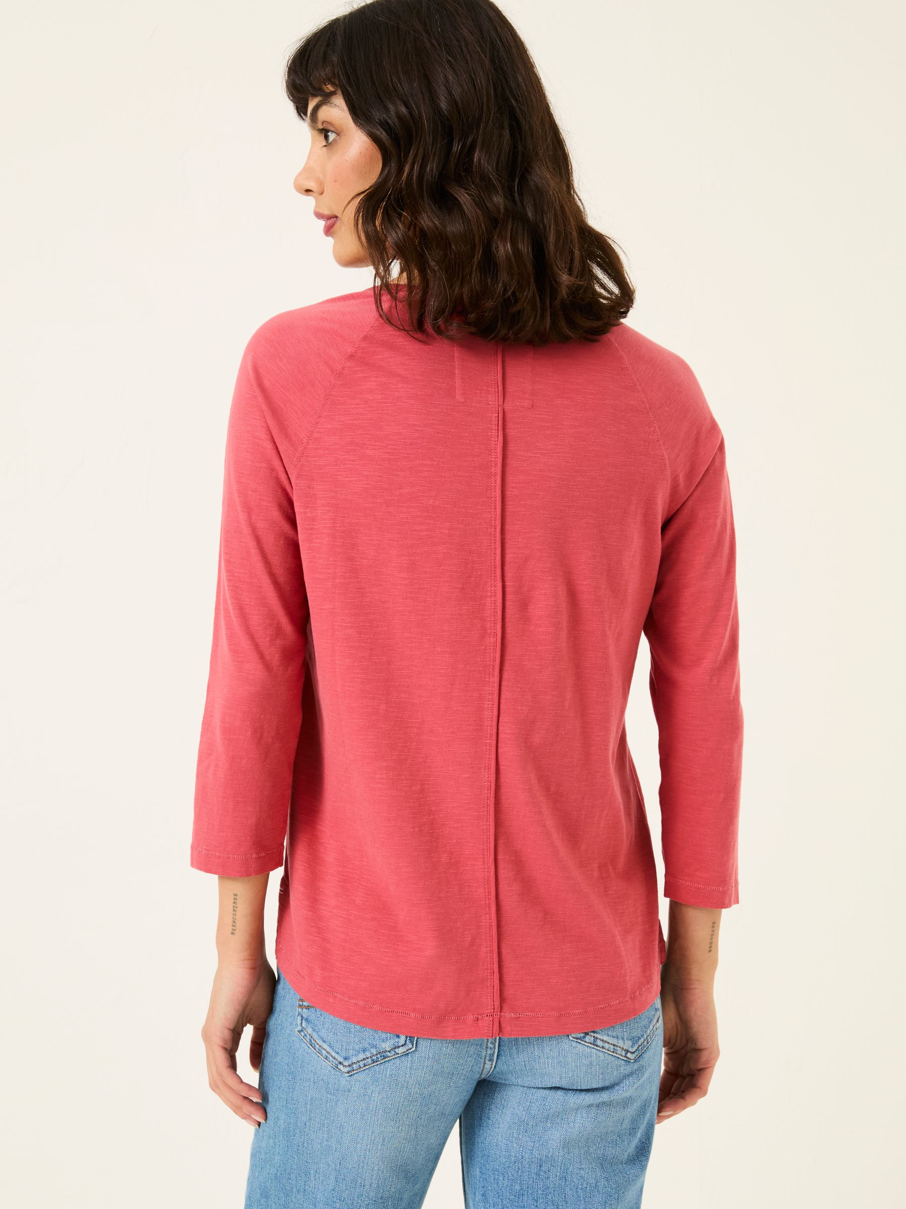 Ava Dark Pink 100% Cotton 3/4 Sleeve T-Shirt - Image 2 of 9
