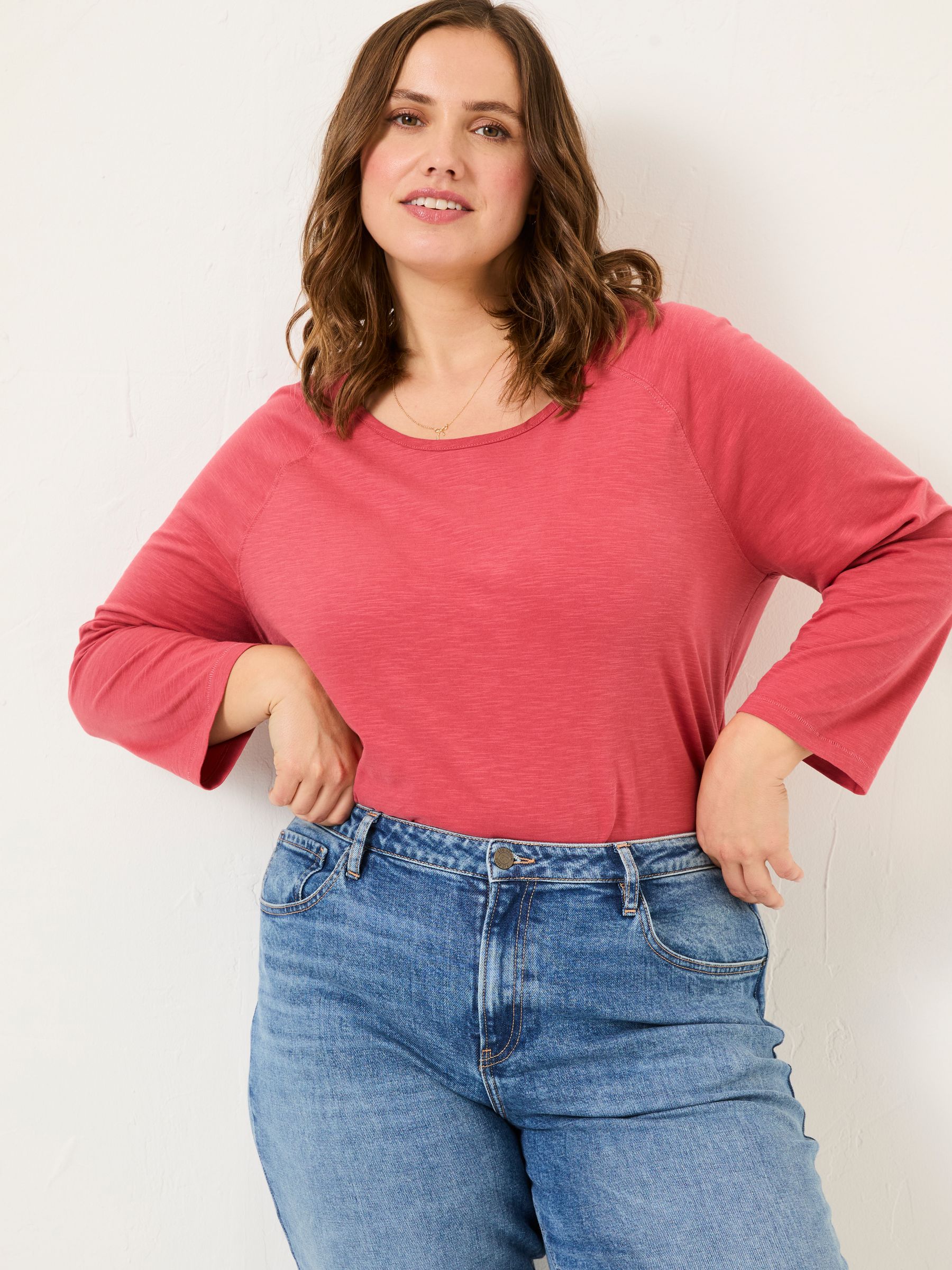 Ava Dark Pink 100% Cotton 3/4 Sleeve T-Shirt - Image 3 of 9