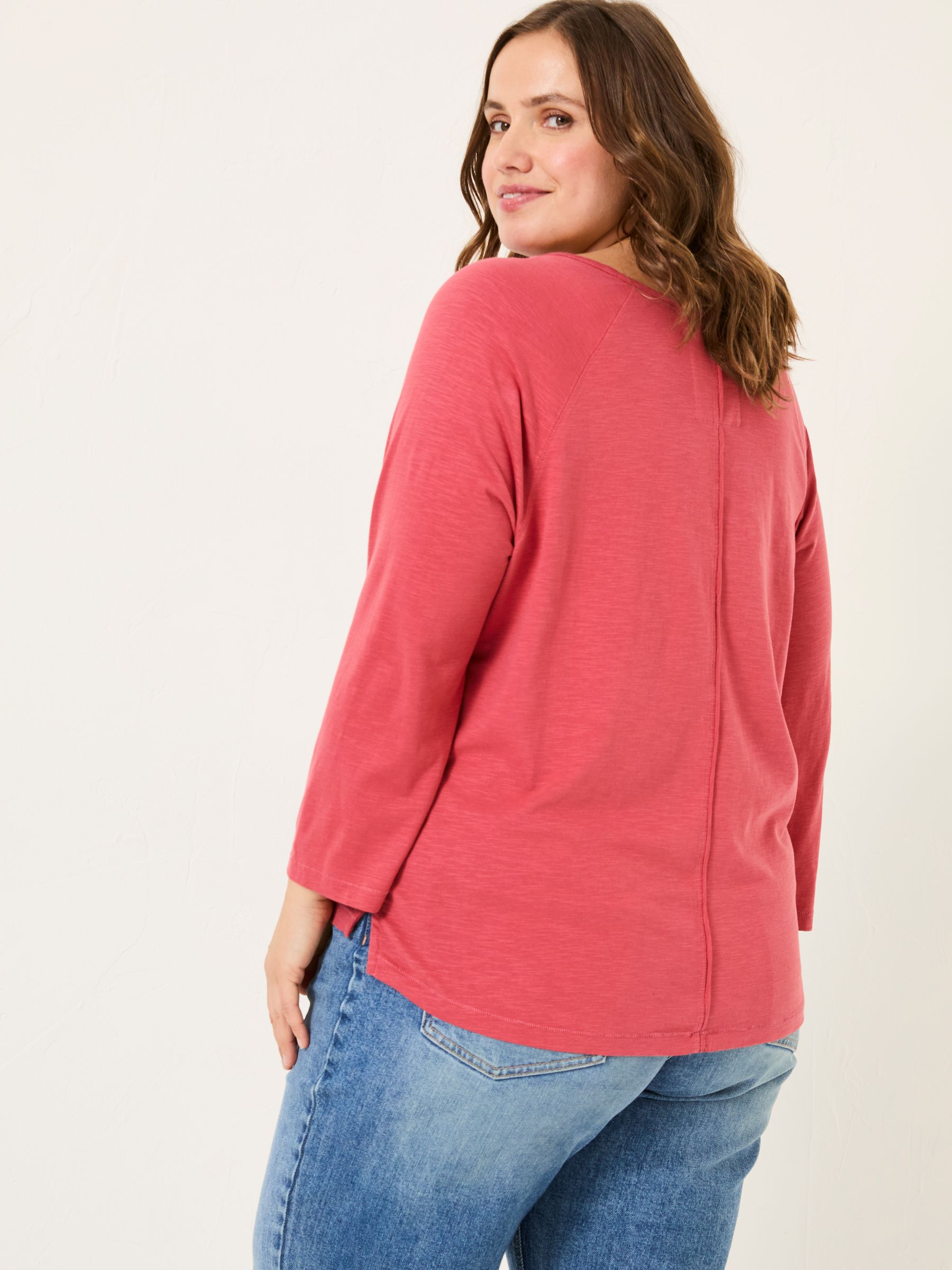 Ava Dark Pink 100% Cotton 3/4 Sleeve T-Shirt - Image 4 of 9