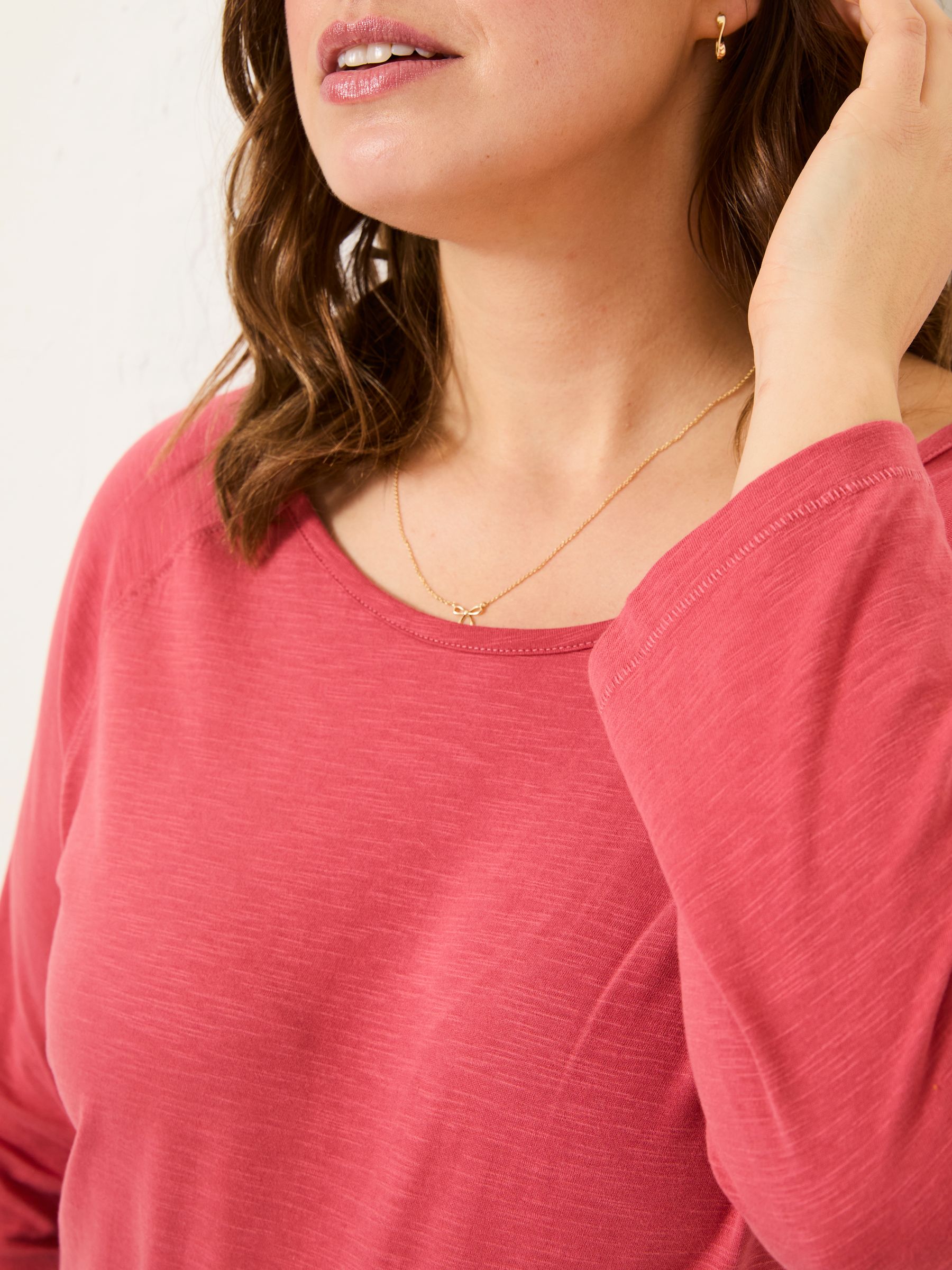 Ava Dark Pink 100% Cotton 3/4 Sleeve T-Shirt - Image 6 of 9