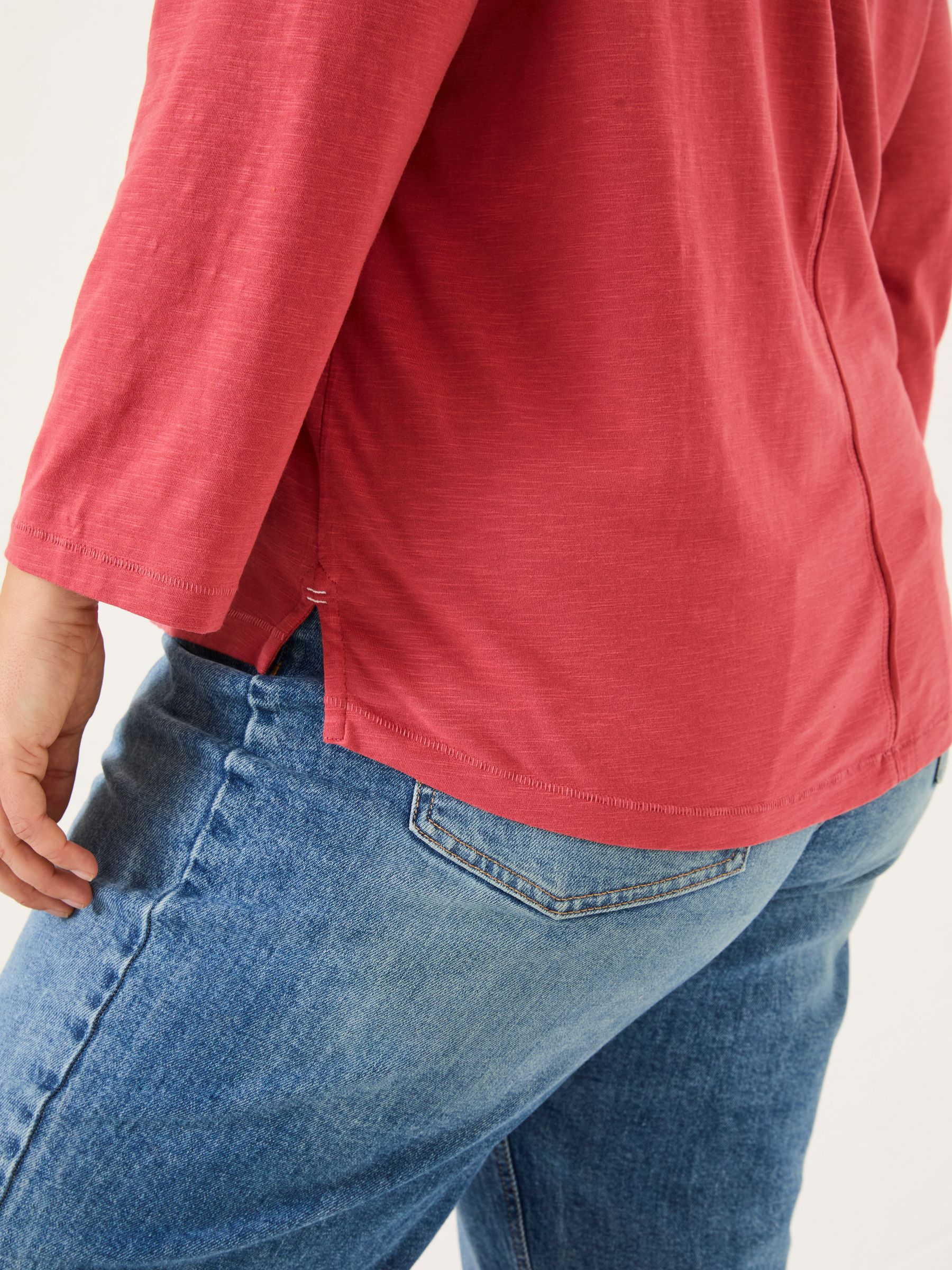 Ava Dark Pink 100% Cotton 3/4 Sleeve T-Shirt - Image 7 of 9