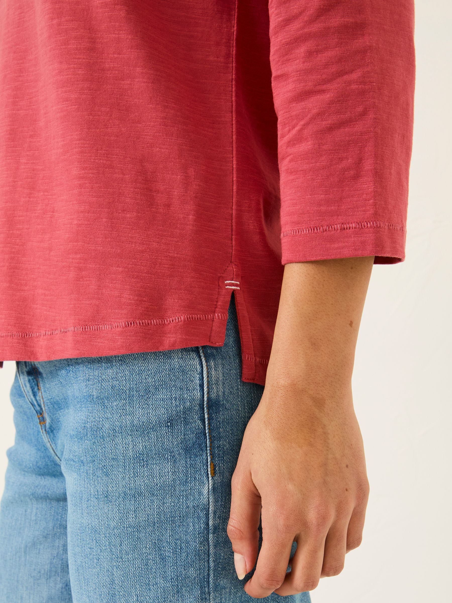Ava Dark Pink 100% Cotton 3/4 Sleeve T-Shirt - Image 8 of 9