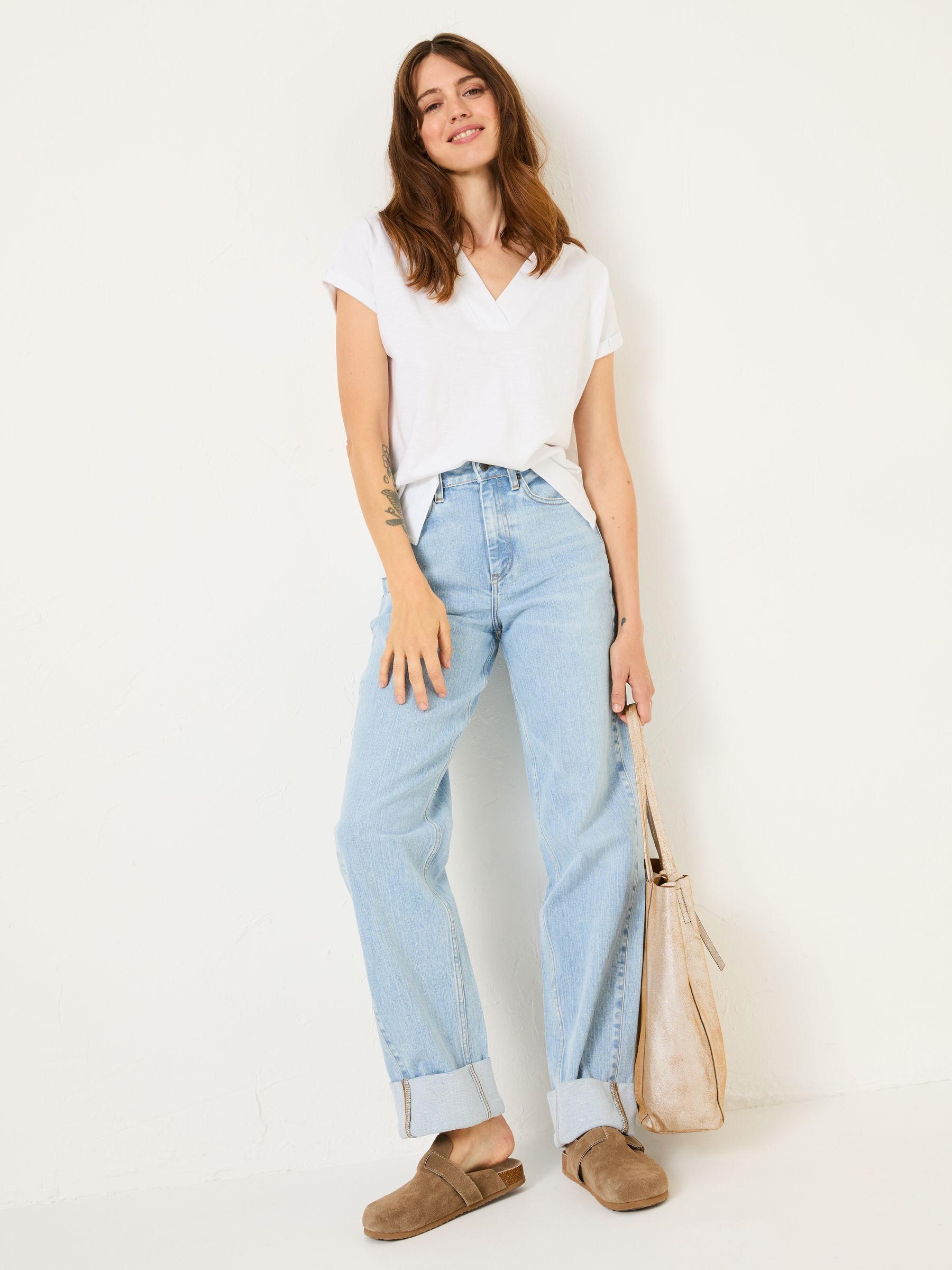 Tansy White 100% Organic Cotton V-Neck T-Shirt - Image 3 of 10