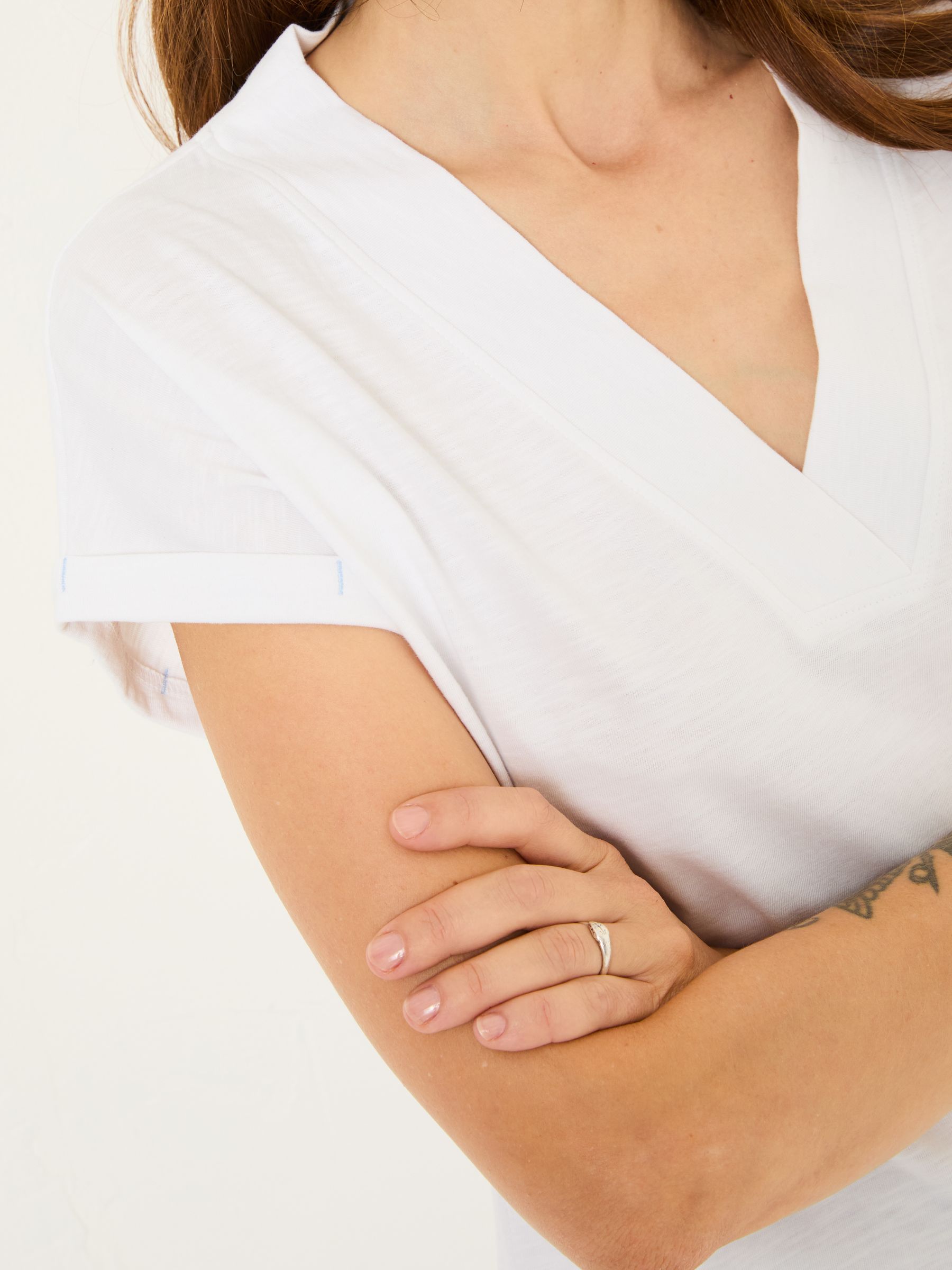 Tansy White 100% Organic Cotton V-Neck T-Shirt - Image 4 of 10