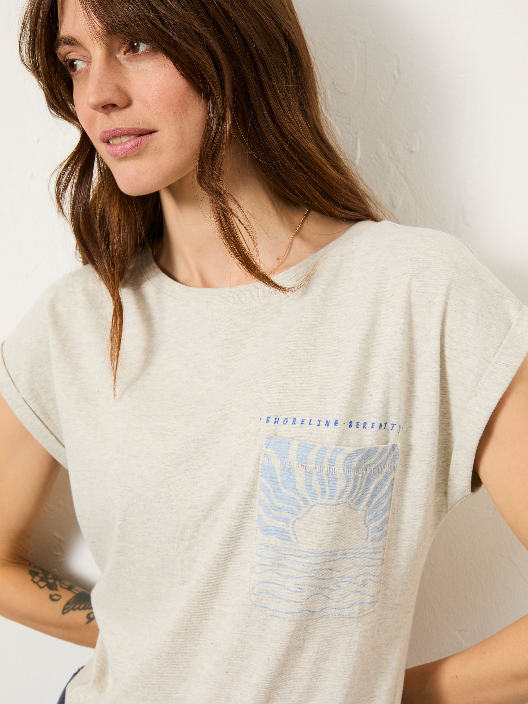 Grey Sea Graphic 100% Cotton T-Shirt - Image 4 of 9