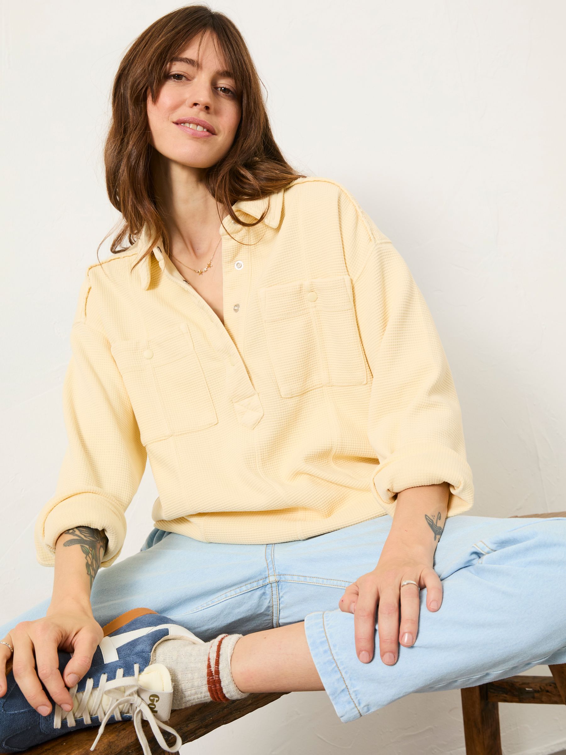 Sage Yellow Waffle Overhead 100% Cotton Top - Image 5 of 12