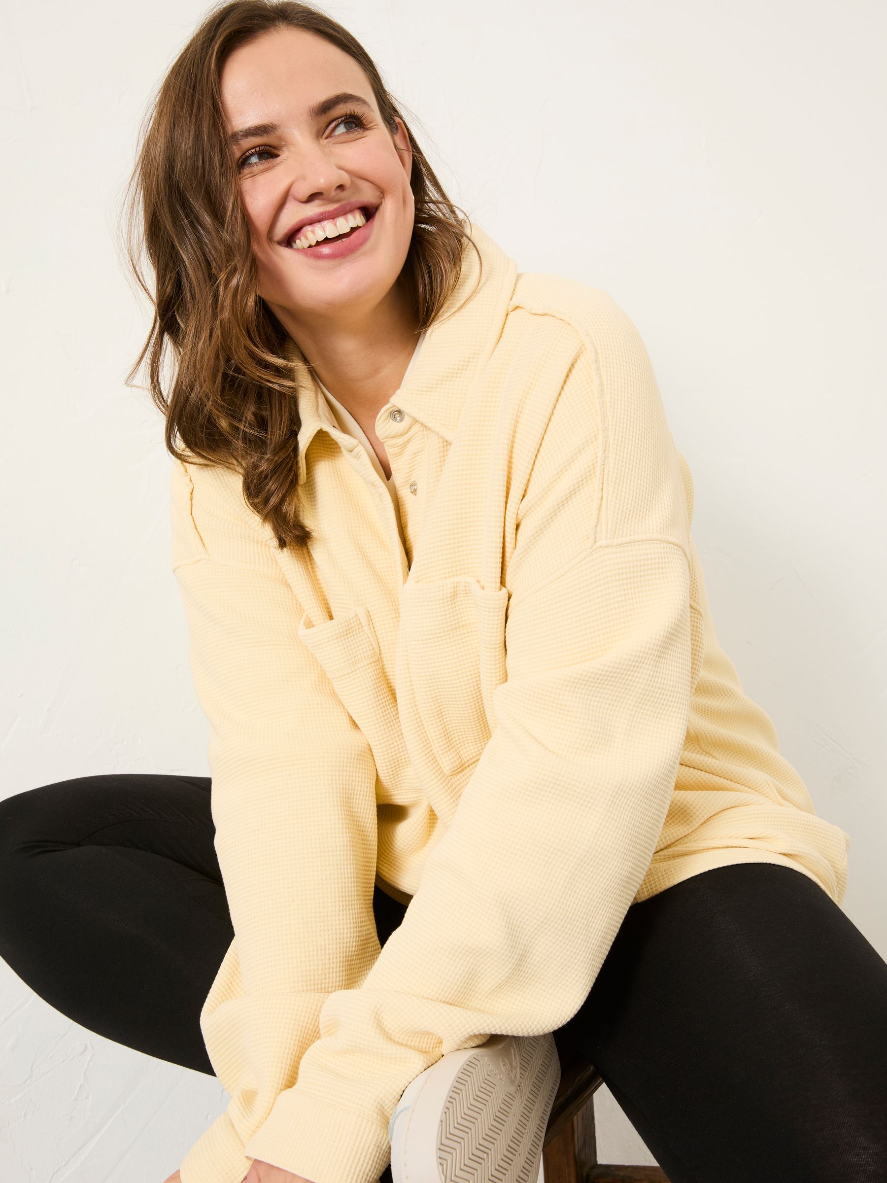 Sage Yellow Waffle Overhead 100% Cotton Top - Image 7 of 12