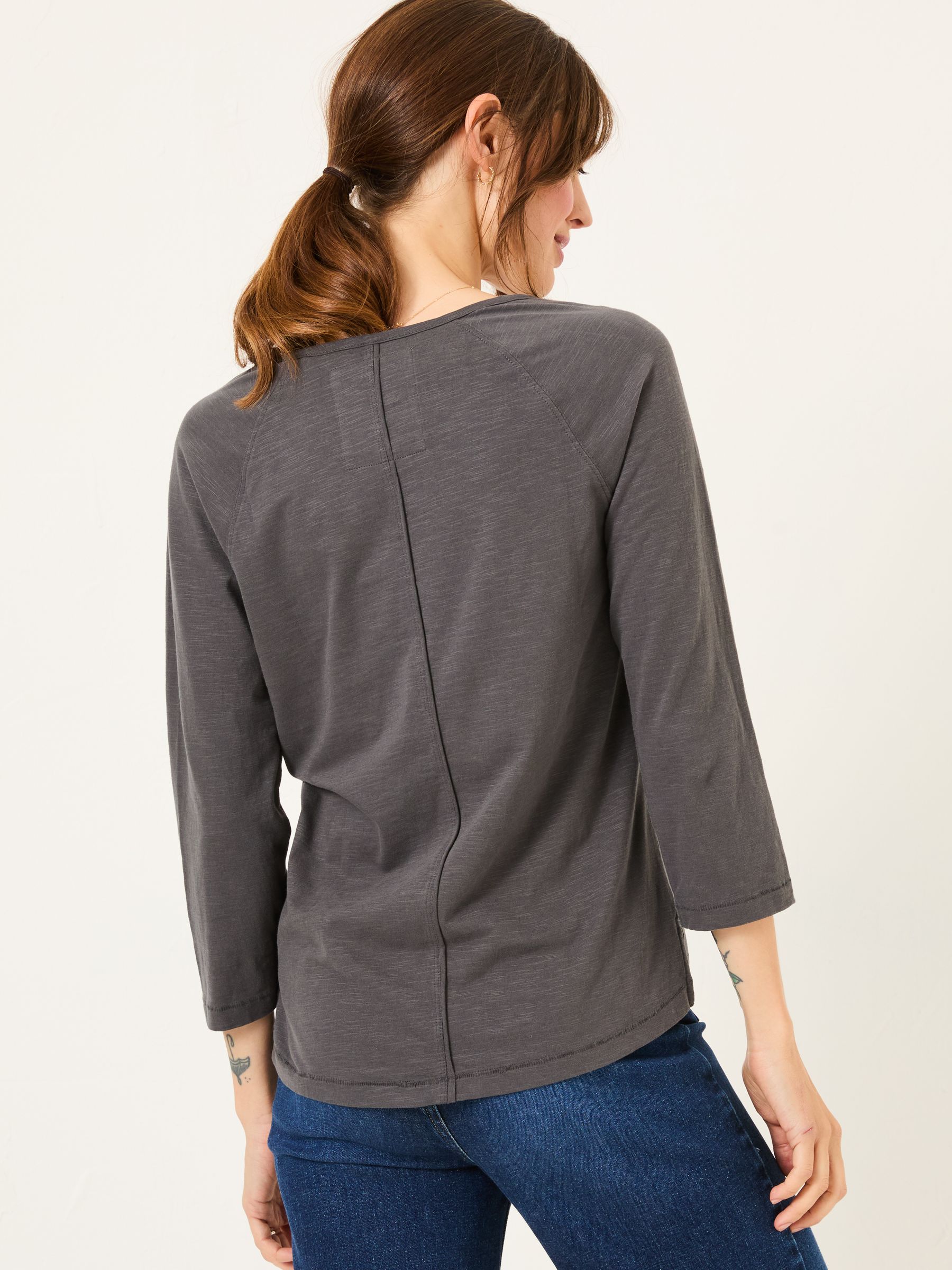 Ava Charcoal Grey 100% Cotton 3/4 Sleeve T-Shirt - Image 2 of 5
