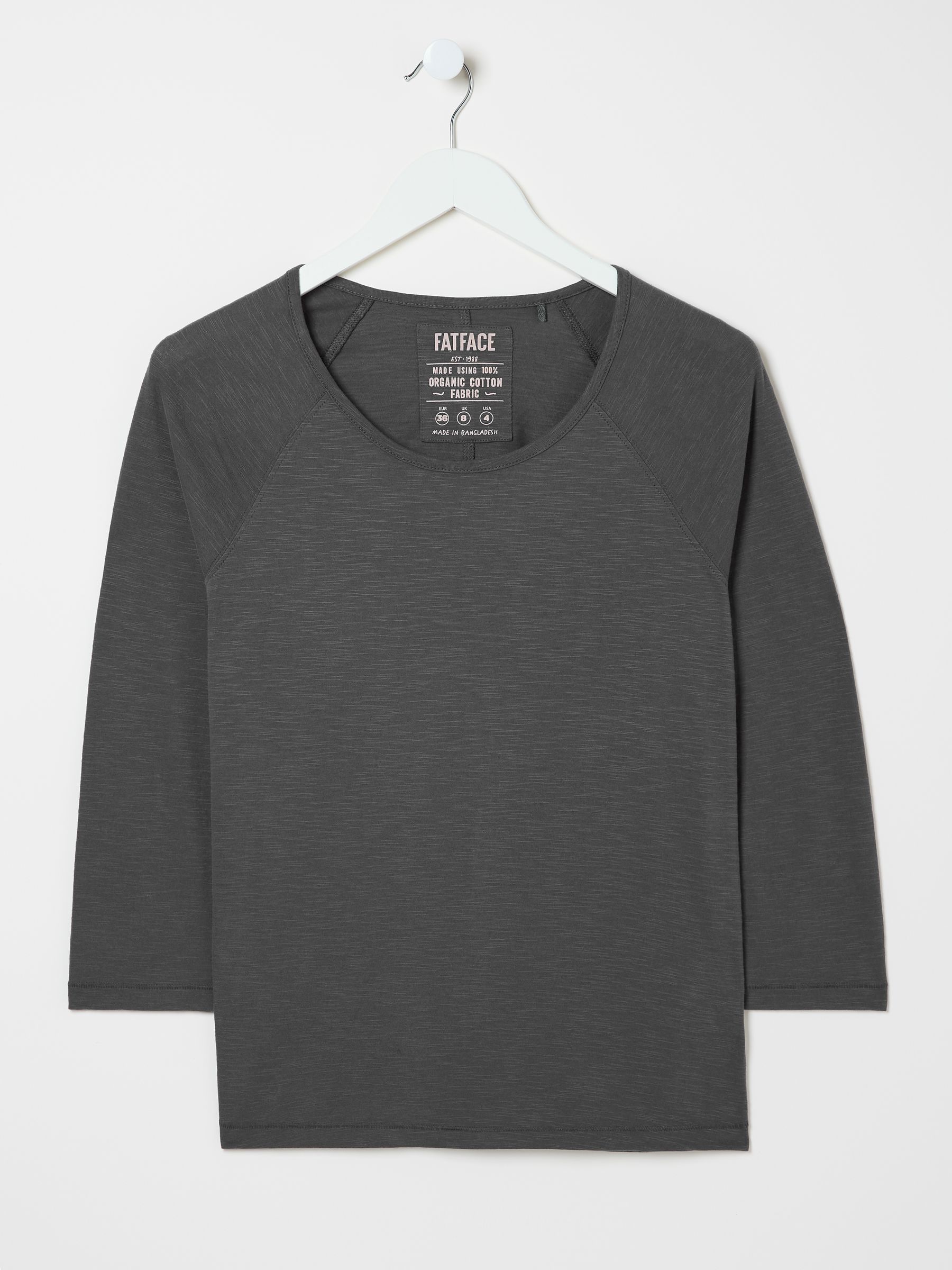 Ava Charcoal Grey 100% Cotton 3/4 Sleeve T-Shirt - Image 5 of 5