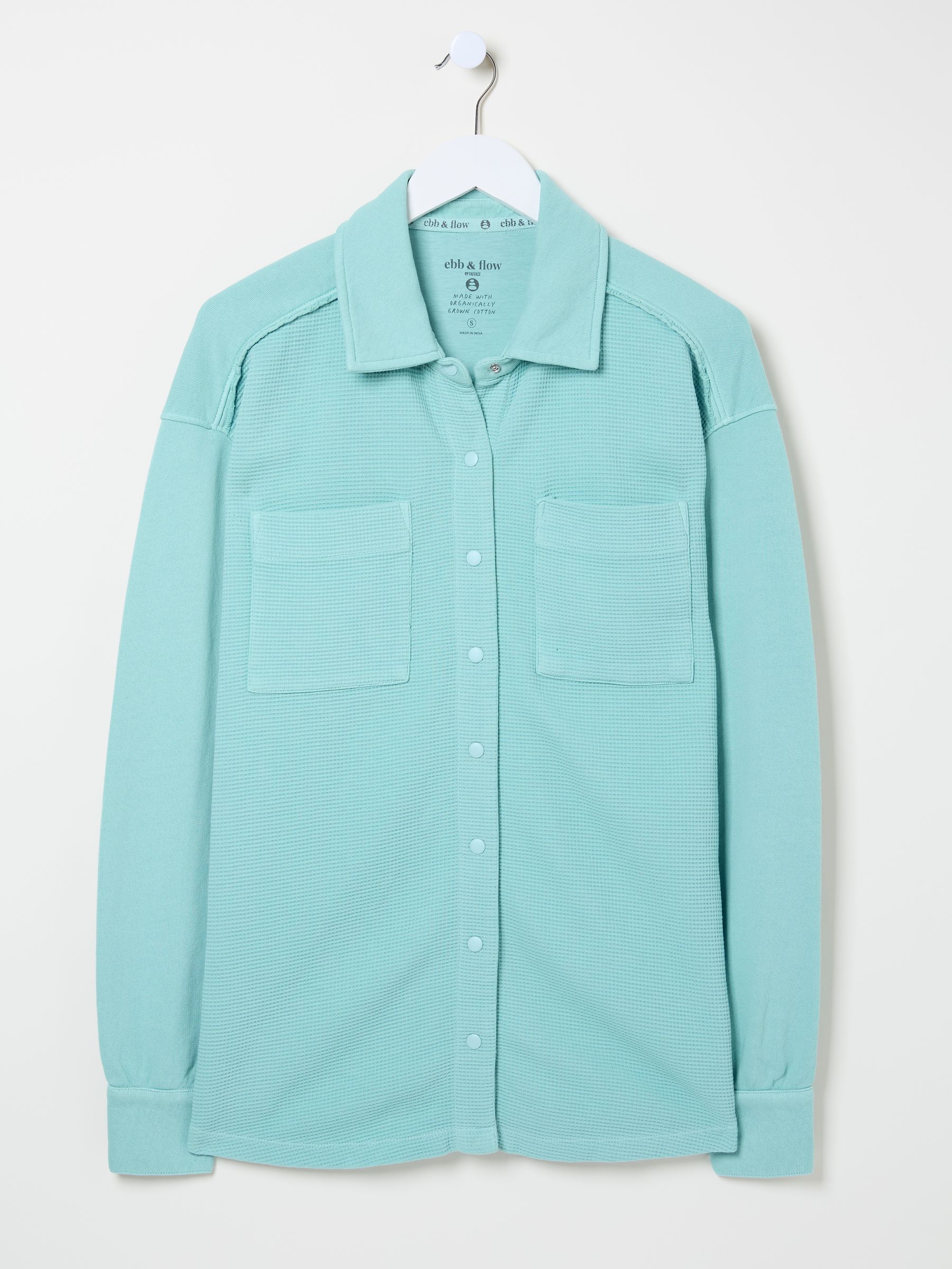 Skye Aqua Blue Waffle 100% Cotton Shirt - Image 11 of 12