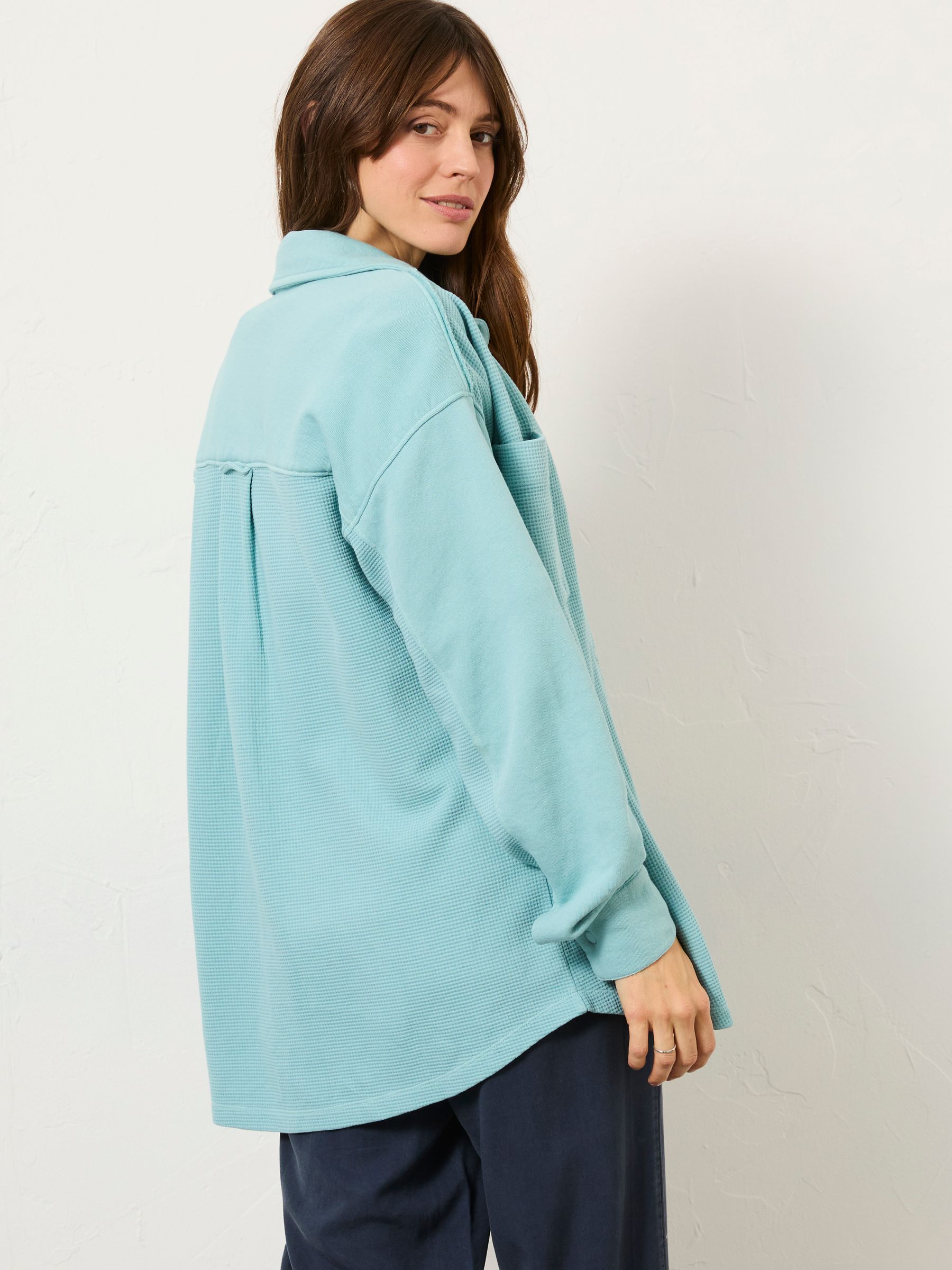 Skye Aqua Blue Waffle 100% Cotton Shirt - Image 2 of 12