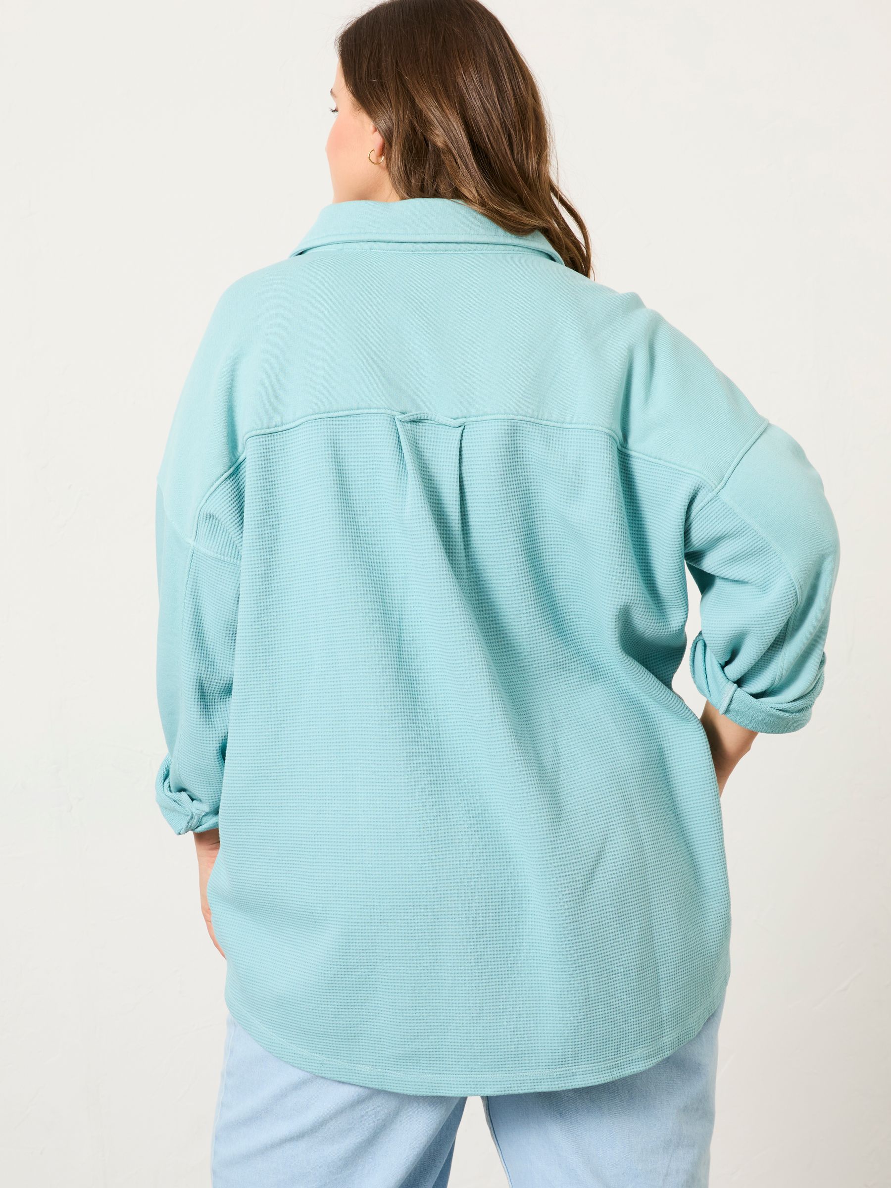 Skye Aqua Blue Waffle 100% Cotton Shirt - Image 7 of 12