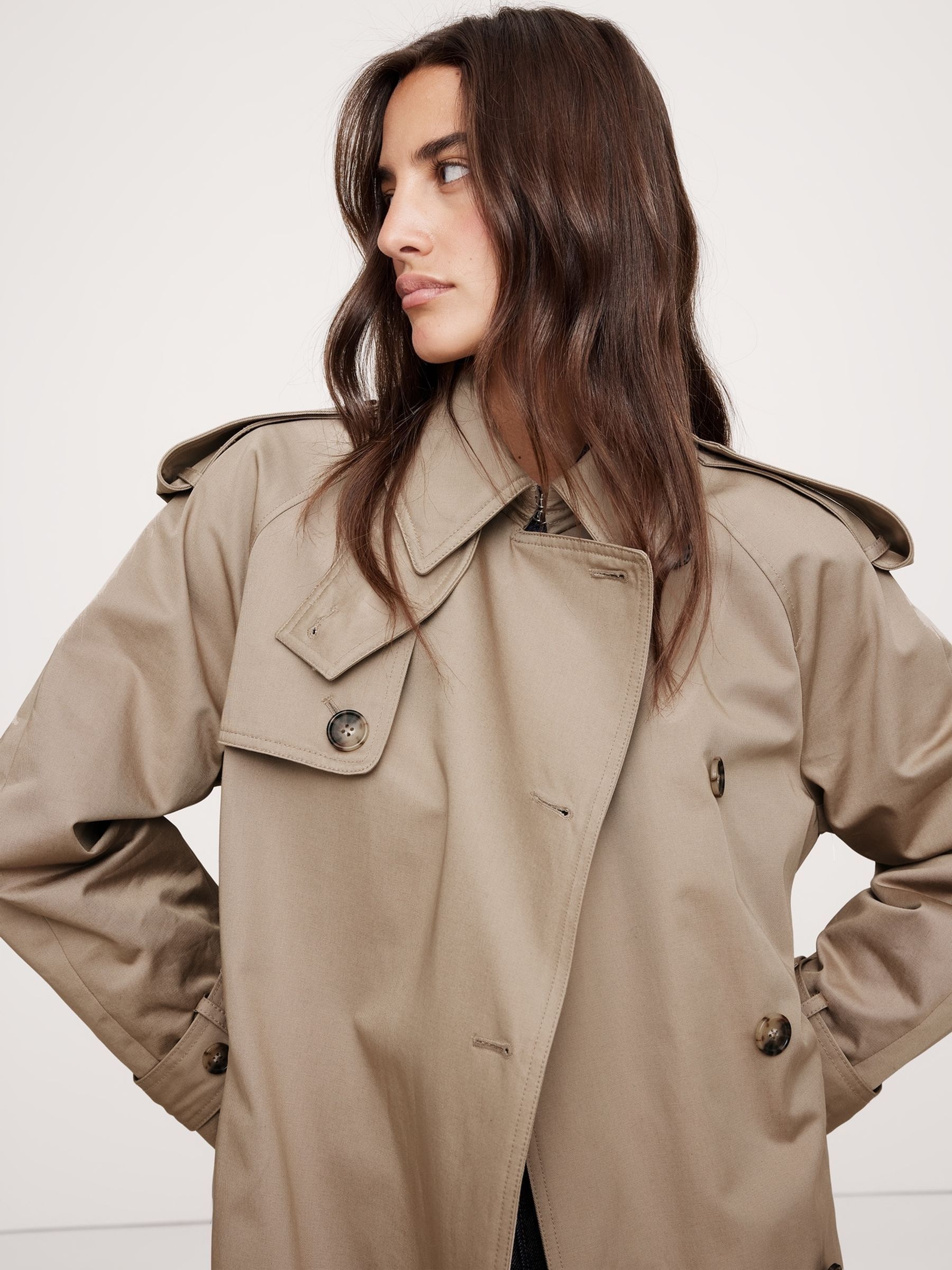 Banana Republic Beige Classic Cotton Trench Coat - Image 3 of 5