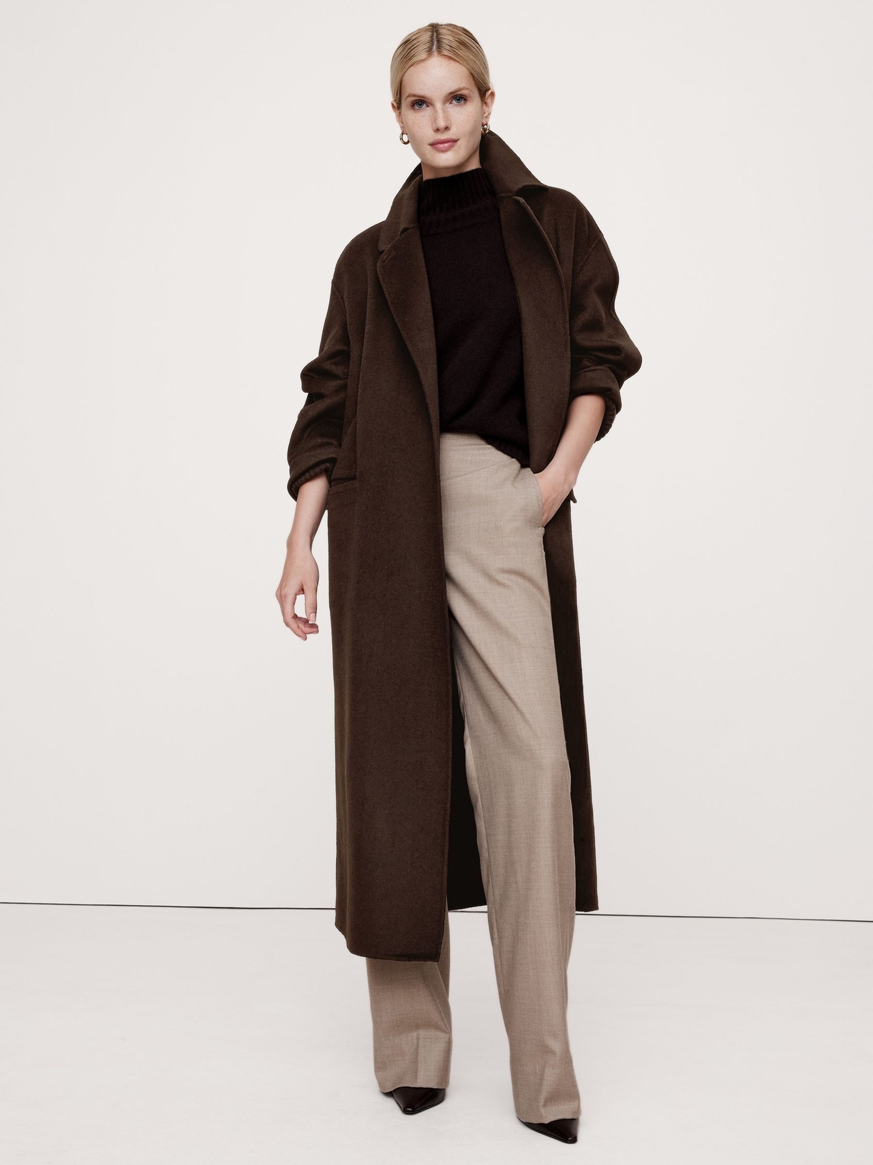 Banana Republic Brown Wool-Blend Oversized Double-Faced Scarf Coat - Image 1 of 5