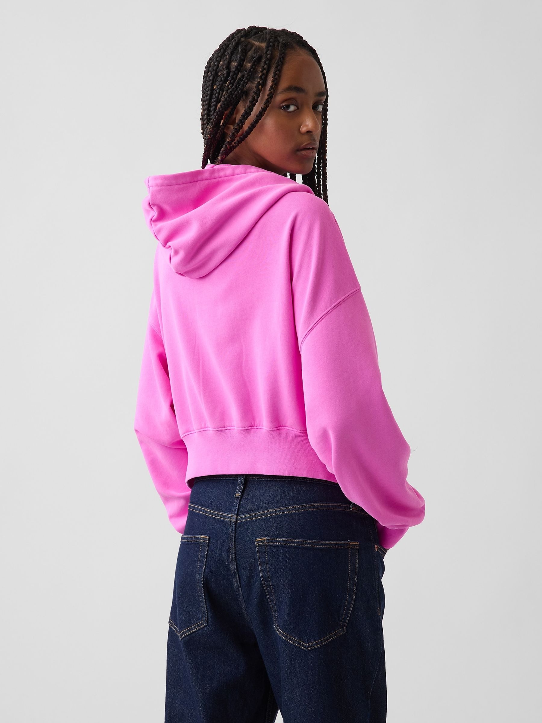 Pink Vintage Soft Oversized Logo Zip-Up Hoodie - Image 2 of 4