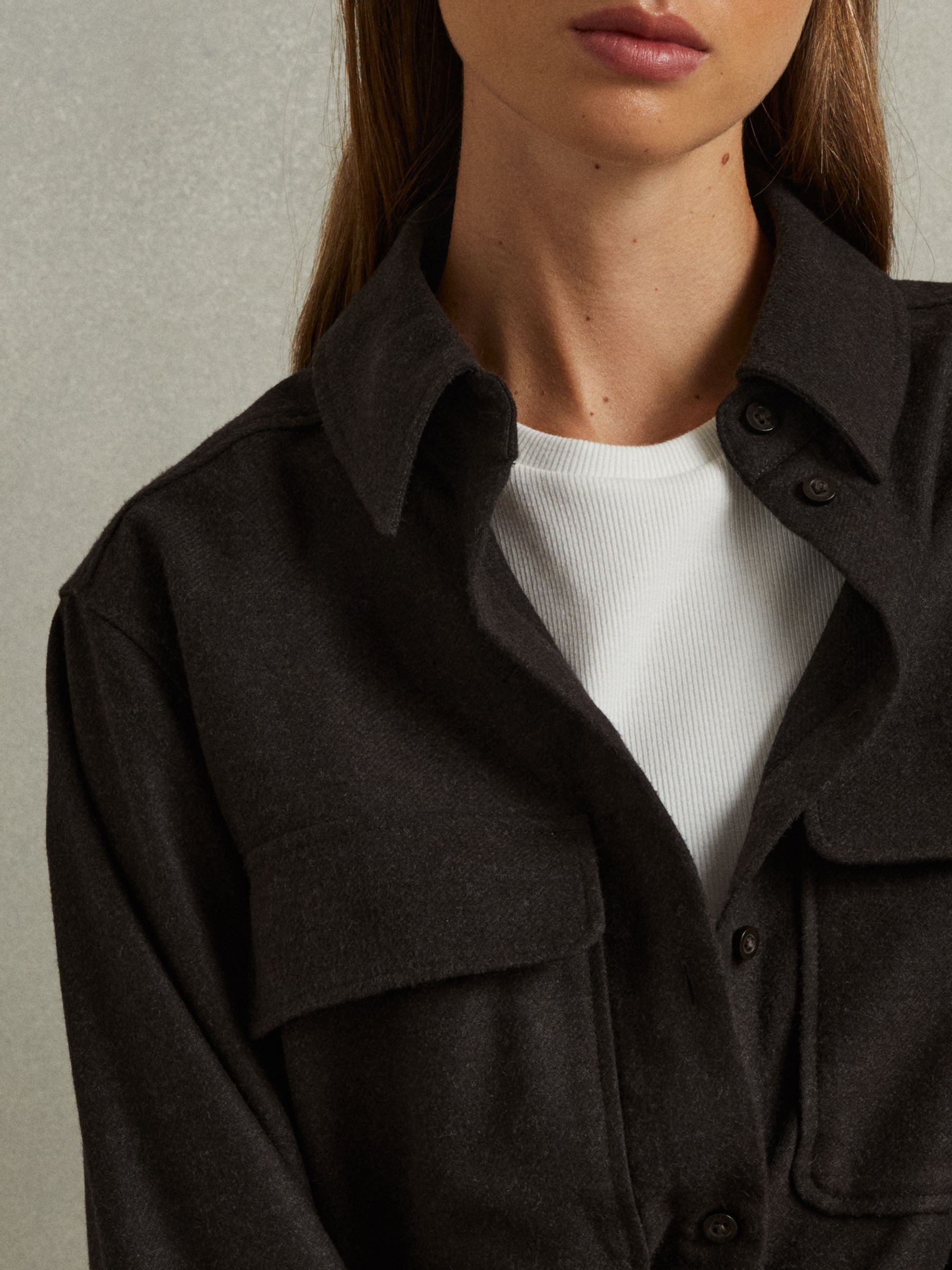 Patch Pocket Twill Overshirt in Chocolate - Image 4 of 6