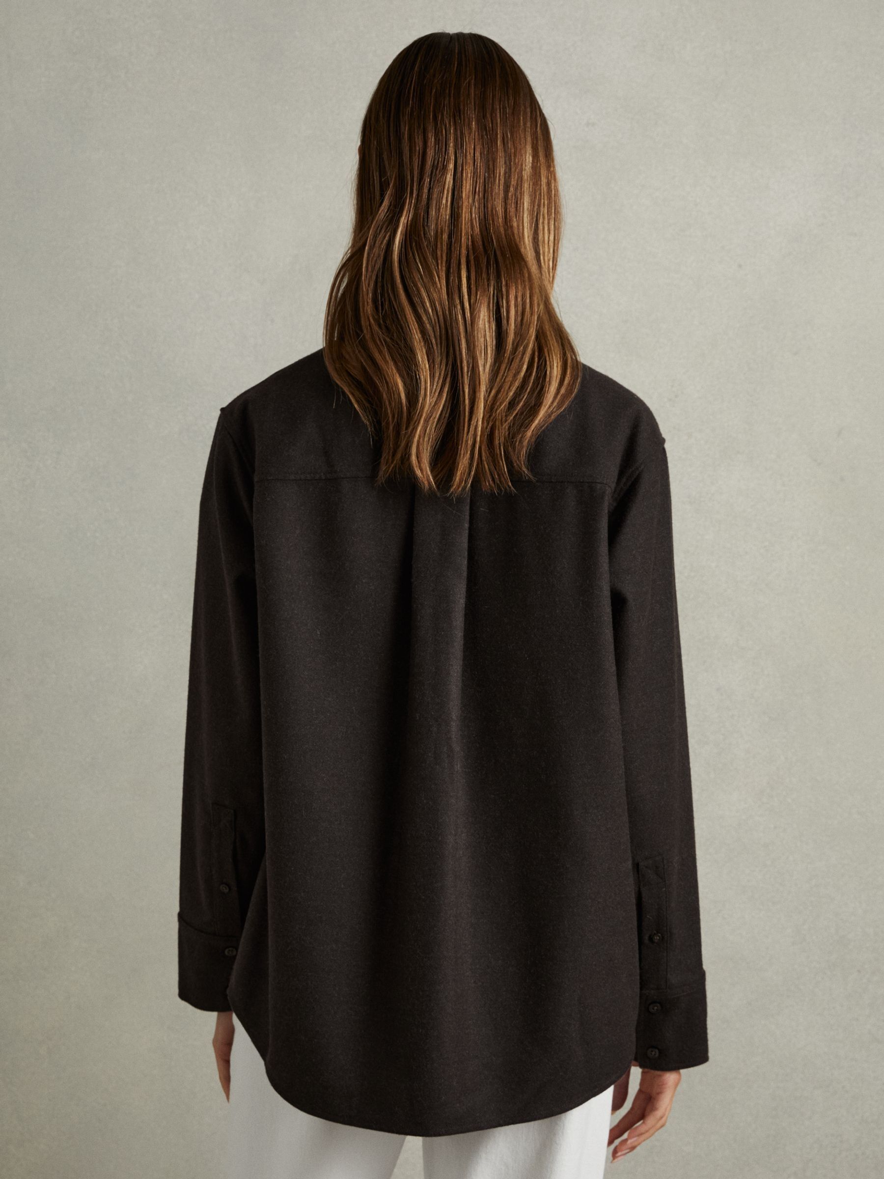 Patch Pocket Twill Overshirt in Chocolate - Image 5 of 6
