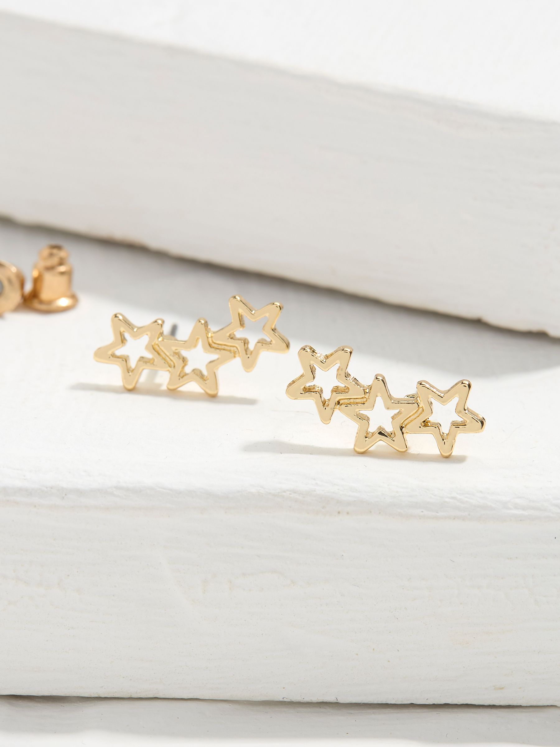 Gold Tone Star Crawler Earrings - Image 2 of 2 Gold Tone Star Crawler Earrings - Image 2 of 2