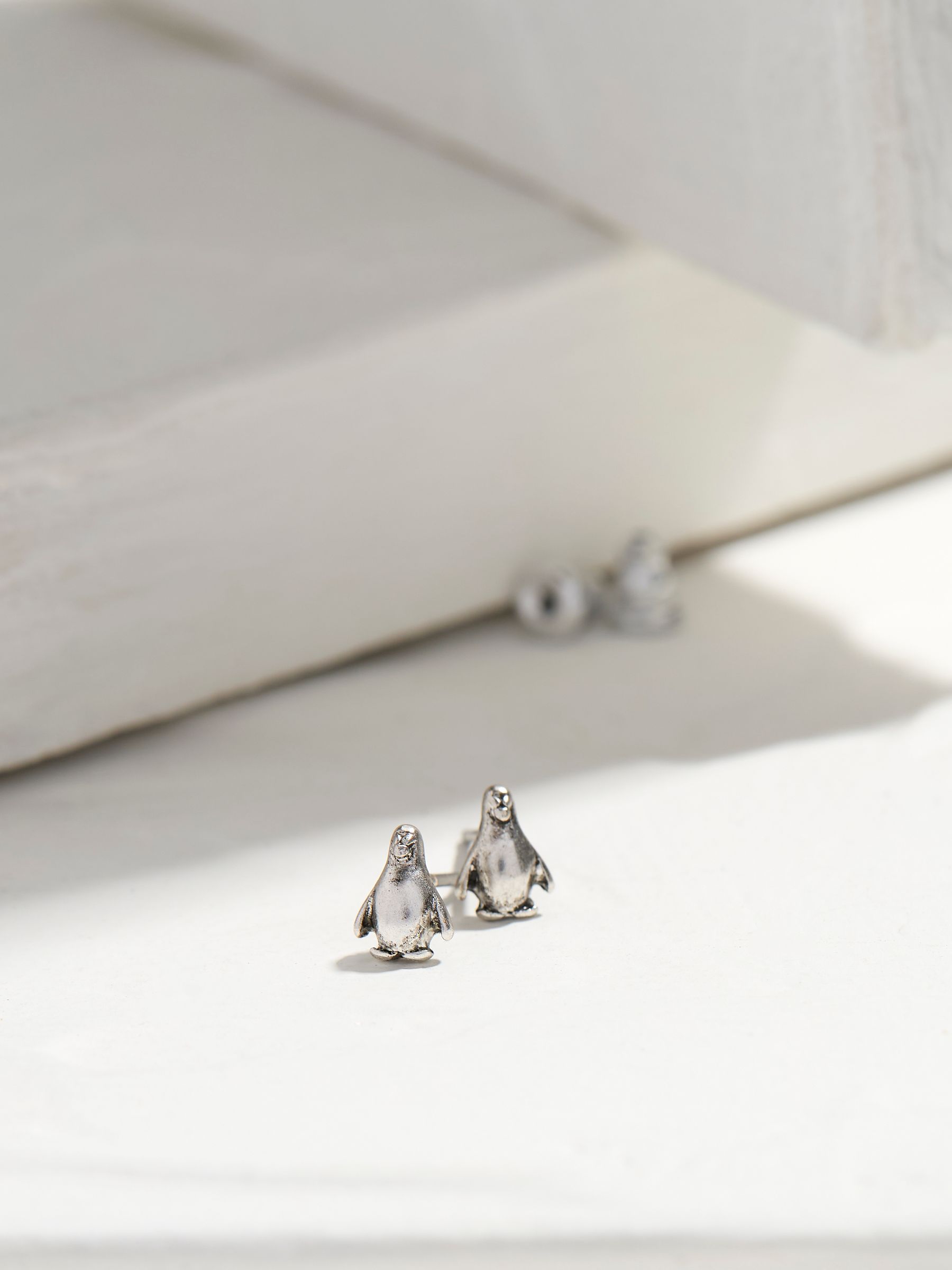 Silver Tone Penguin Stud Earrings | FatFace