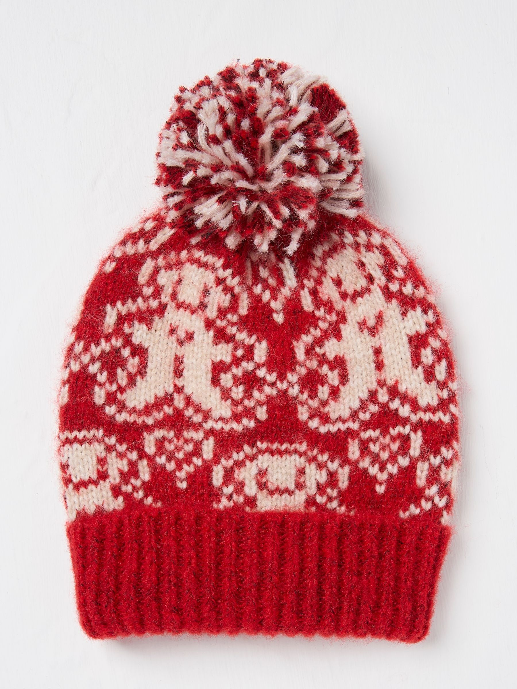 Red Gingerbread Christmas Beanie Hat - Image 1 of 2