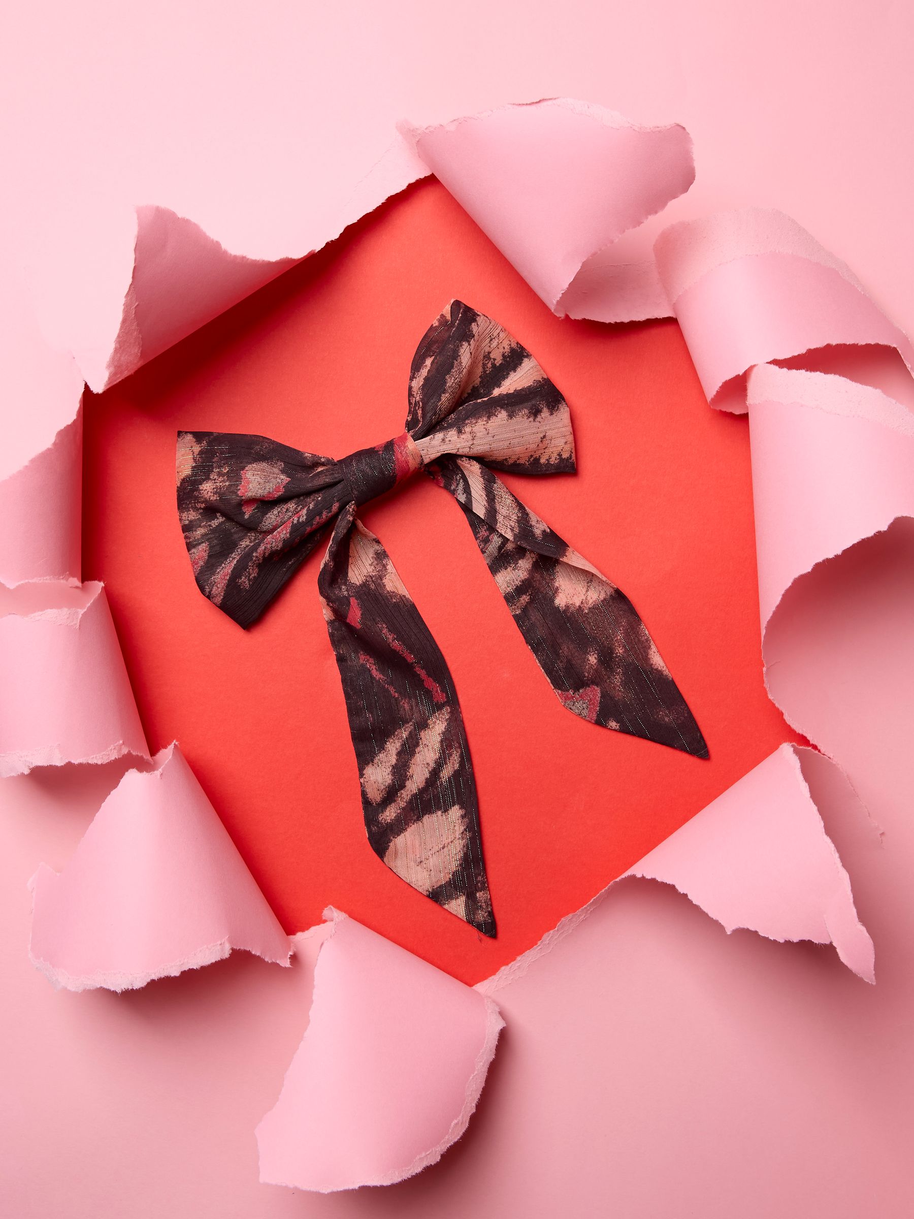 Burgundy Red Copper & Black Hair Bow - Image 3 of 3