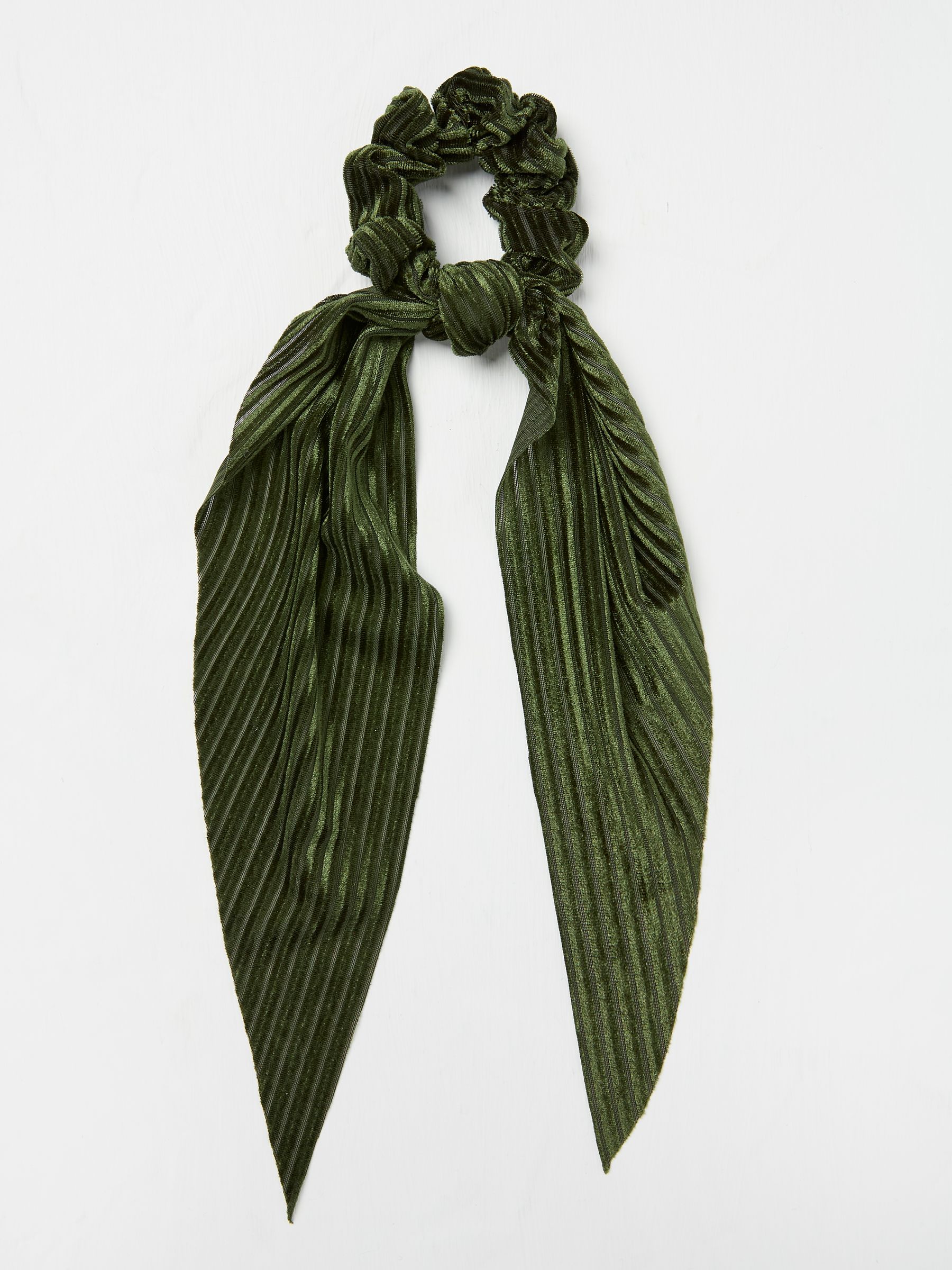 Green Velvet Tie Scrunchie - Image 1 of 3