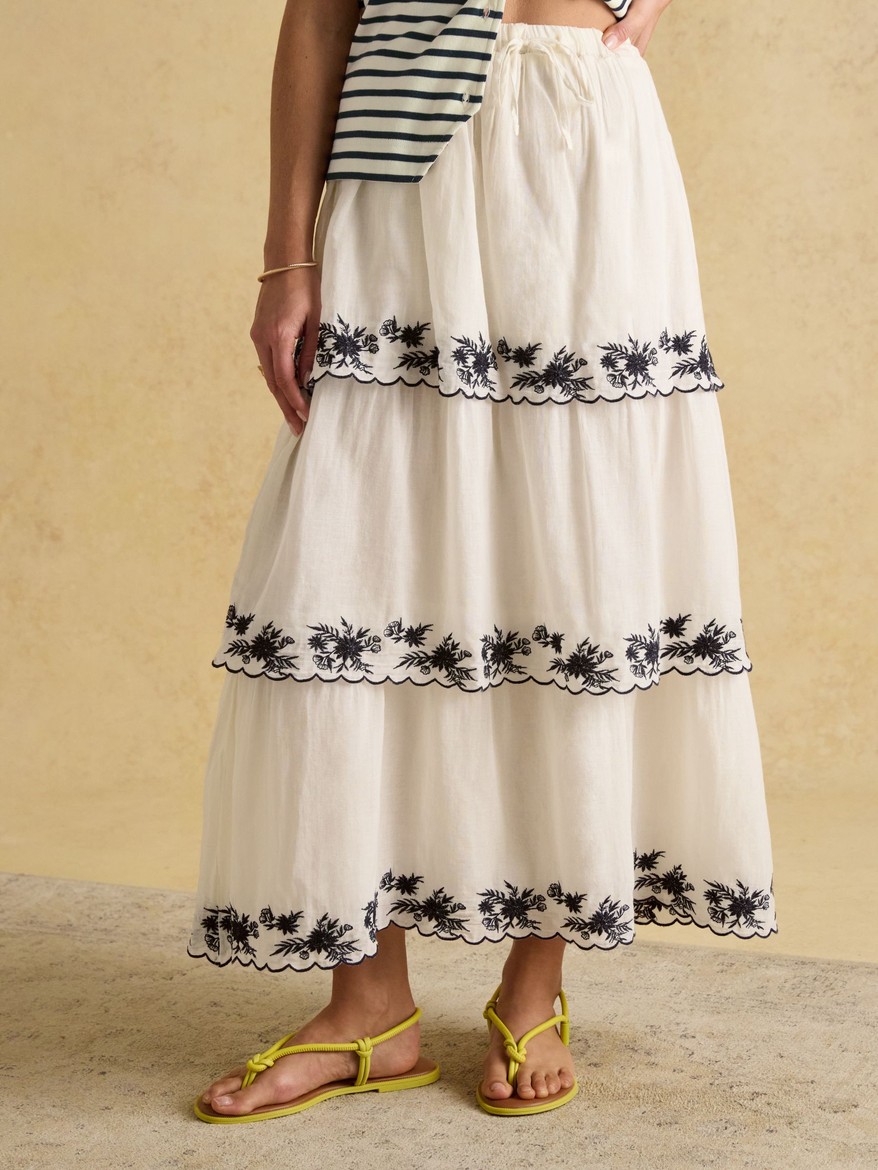 Tiered Cream Midi Skirt - Image 1 of 9