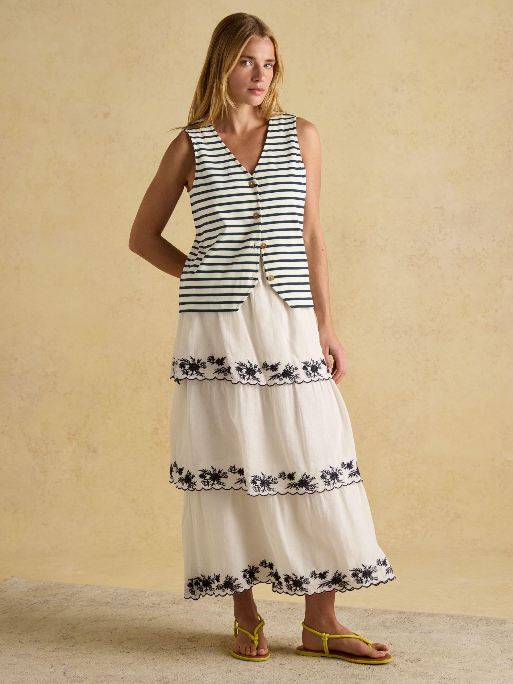 Tiered Cream Midi Skirt - Image 4 of 9