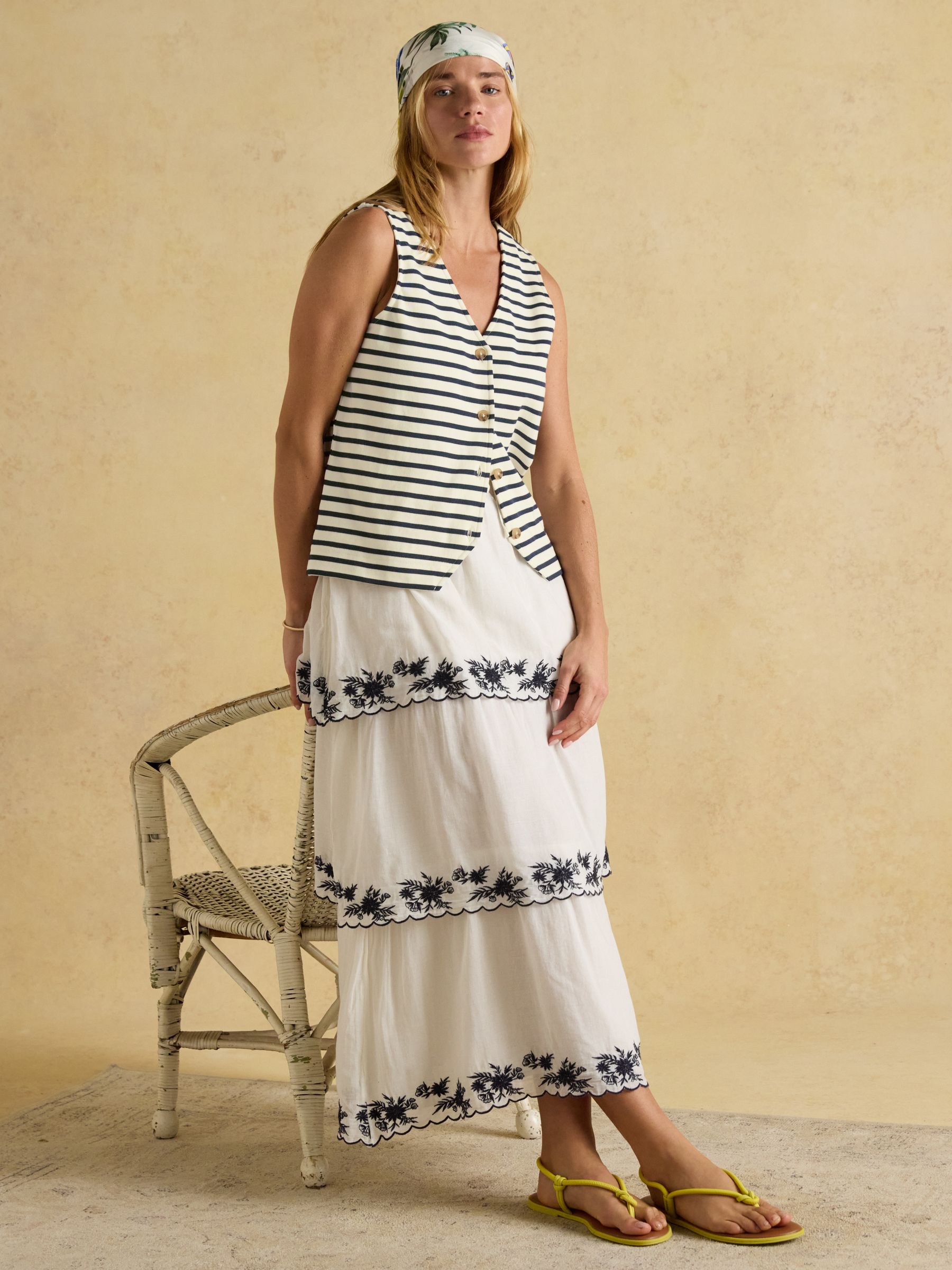 Tiered Cream Midi Skirt - Image 8 of 9