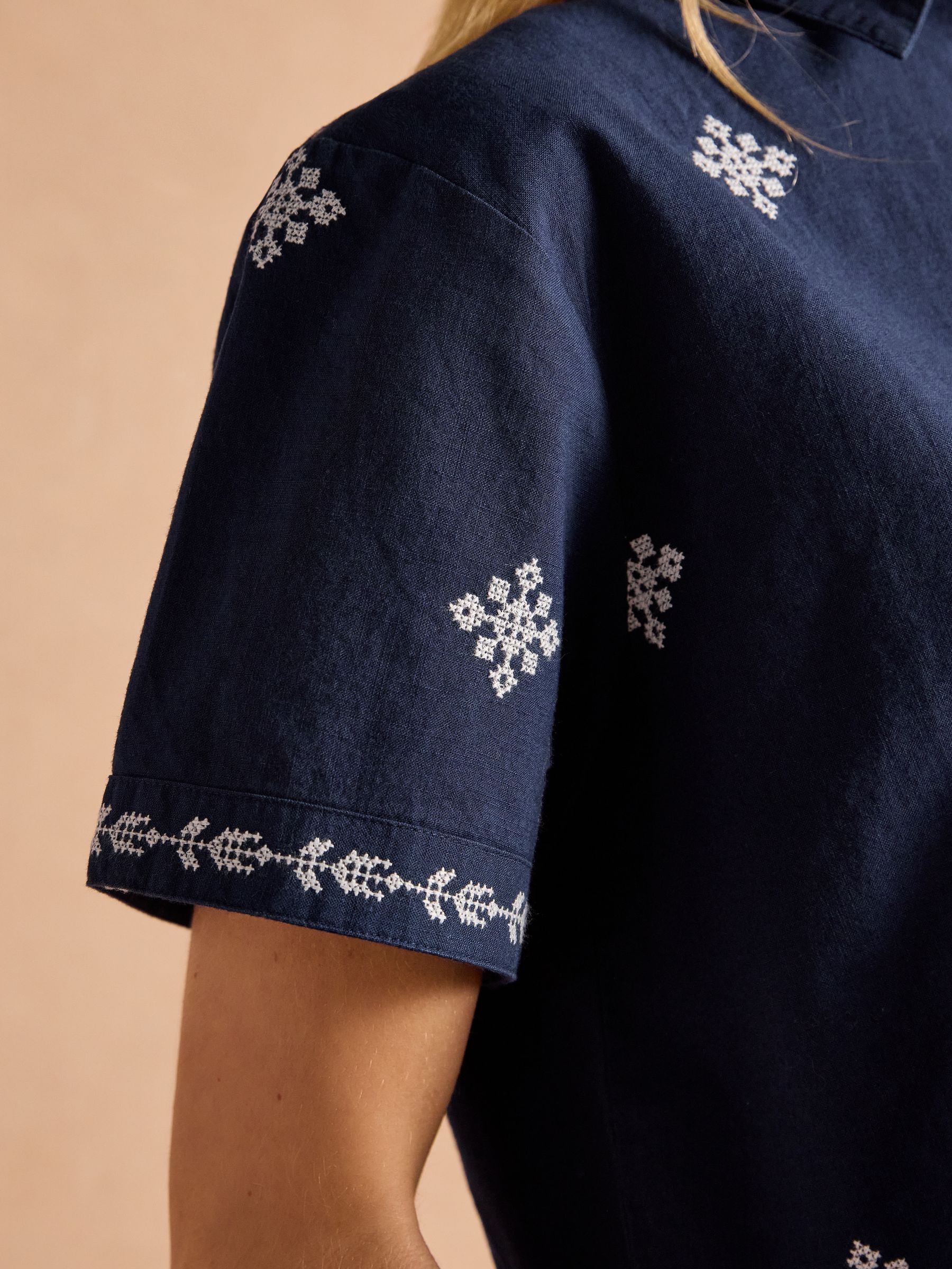 Emilie Navy Embroidered Shirt - Image 5 of 7