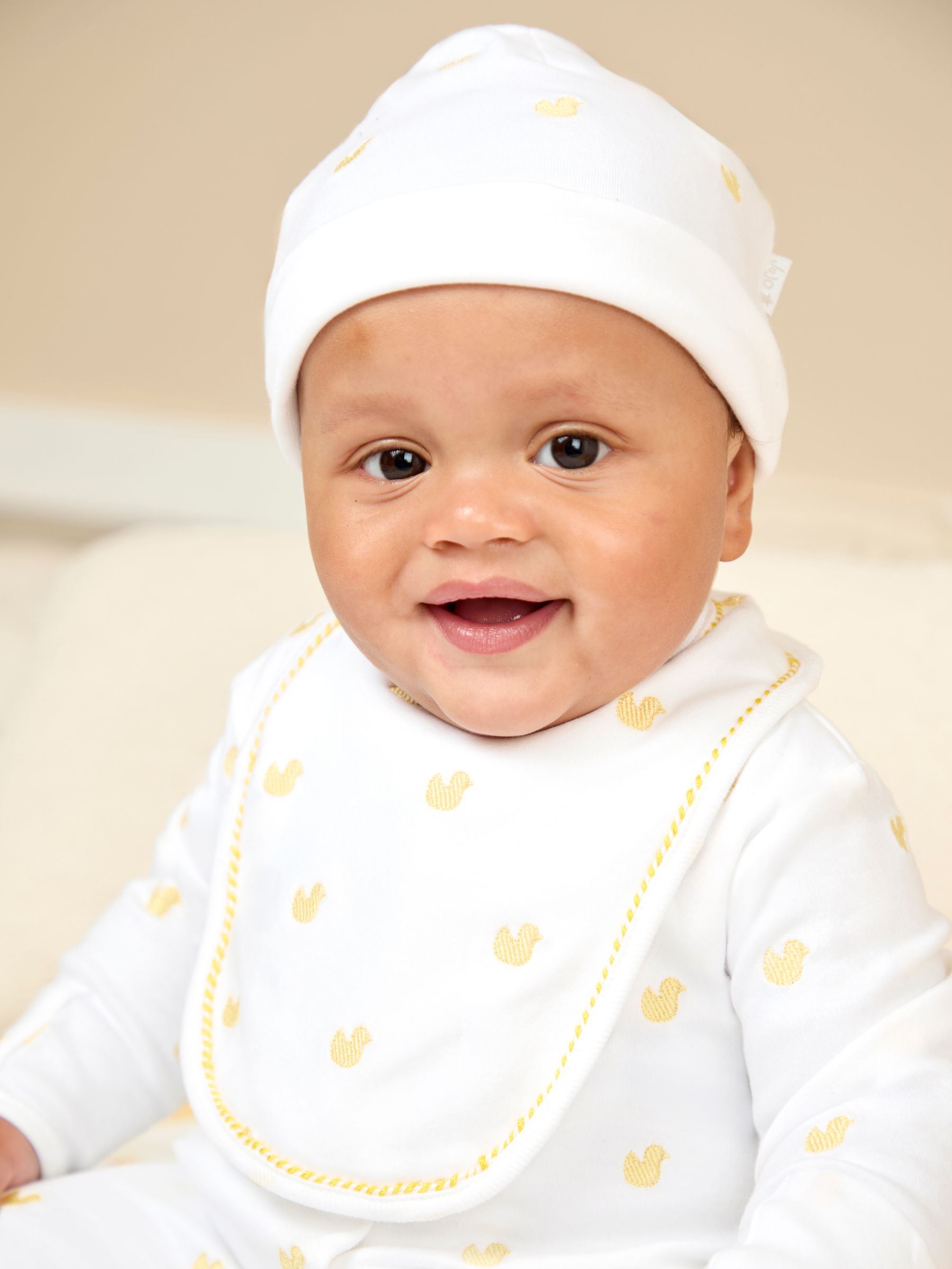 White 100% Organic Cotton Duck Embroidered Baby Hat - Image 1 of 1