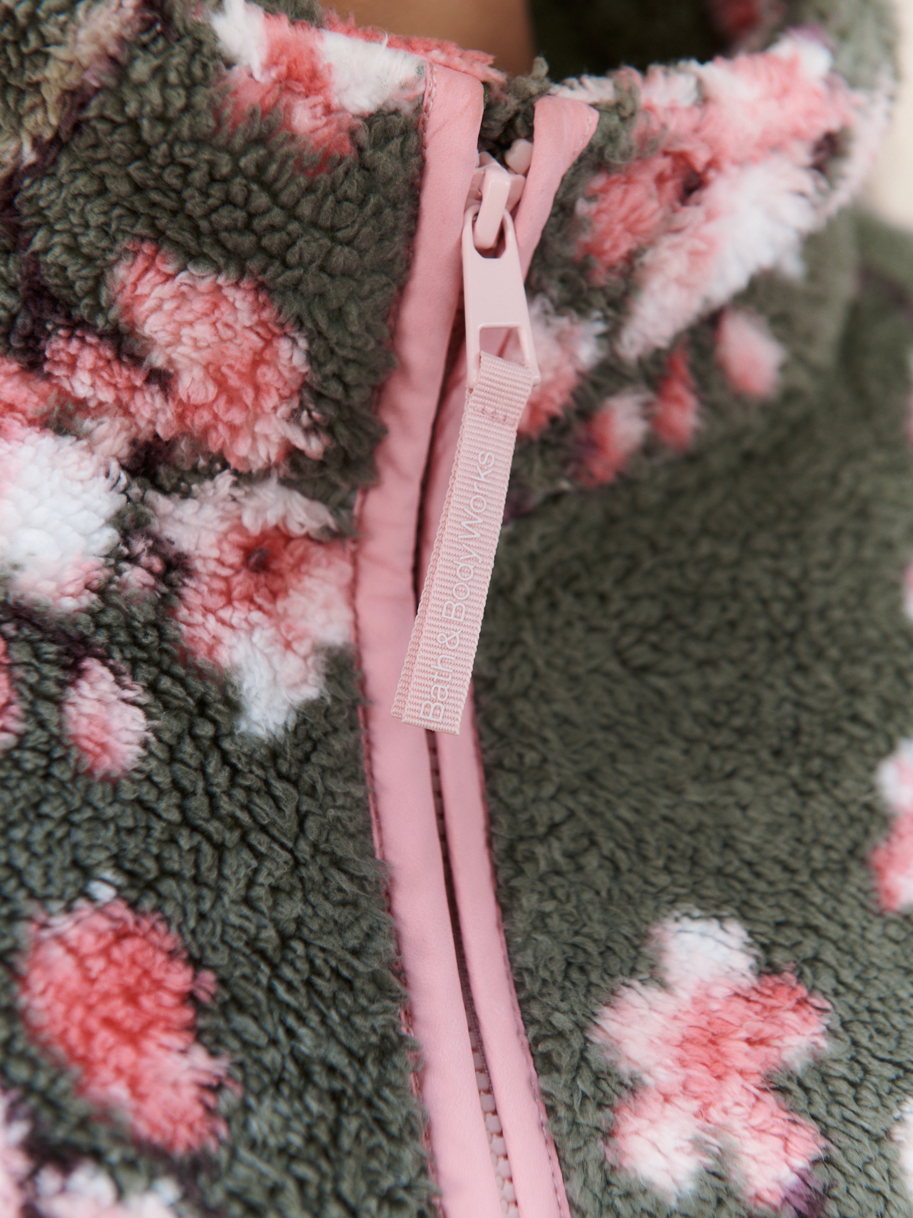 Green Cherry Blossom Borg Fleece - Image 5 of 9