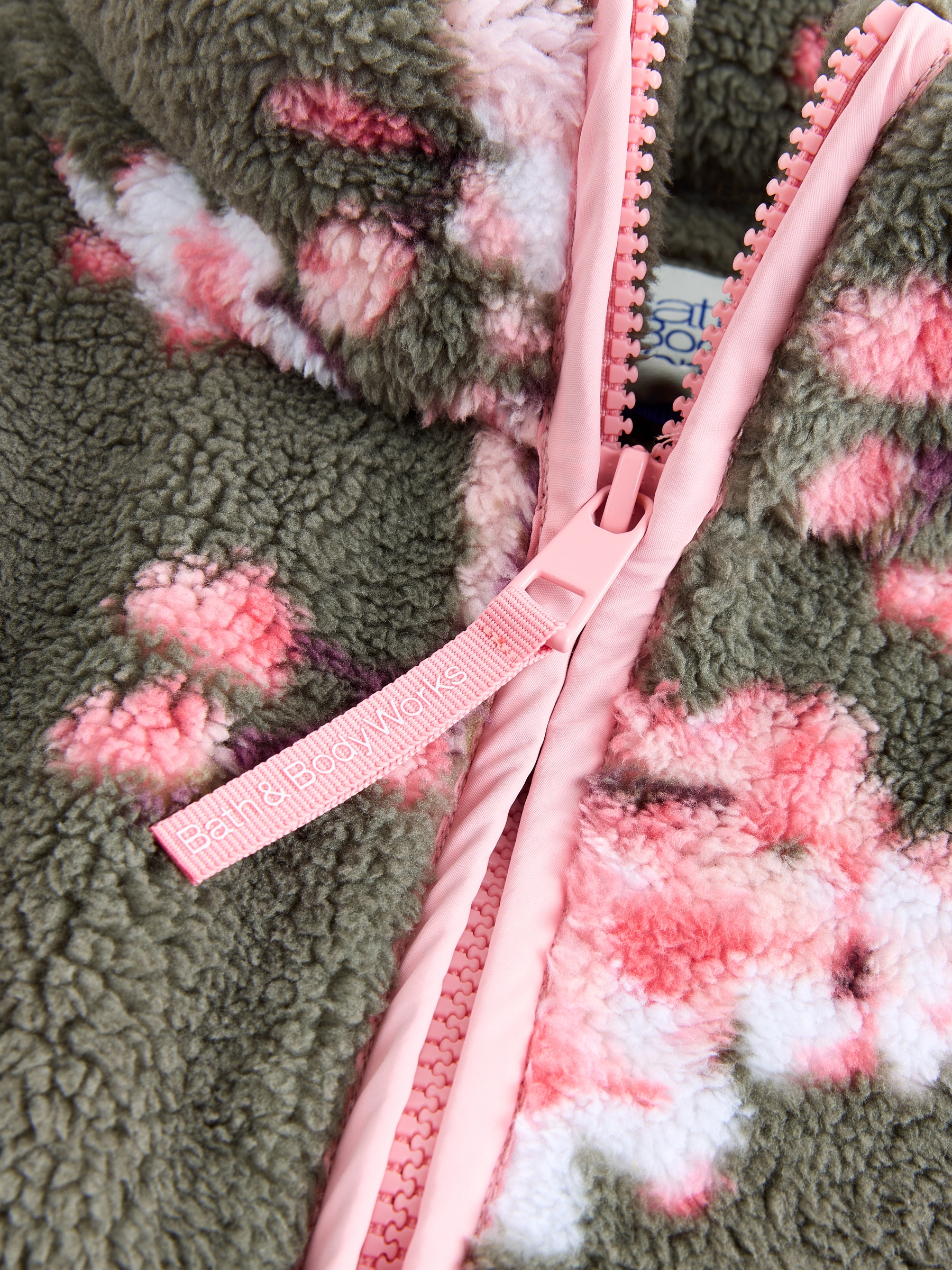 Green Cherry Blossom Borg Fleece - Image 7 of 9