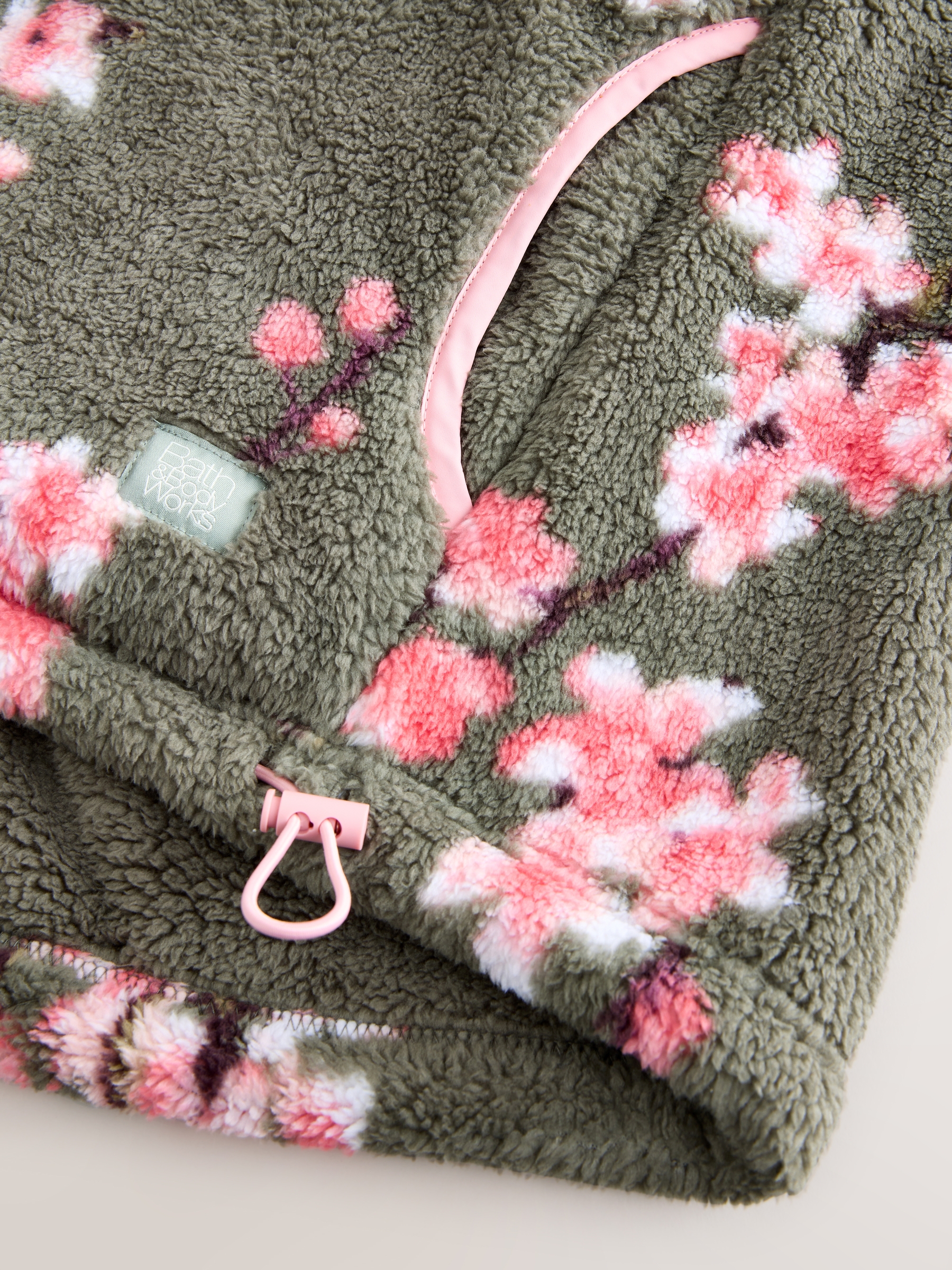 Green Cherry Blossom Borg Fleece - Image 8 of 9