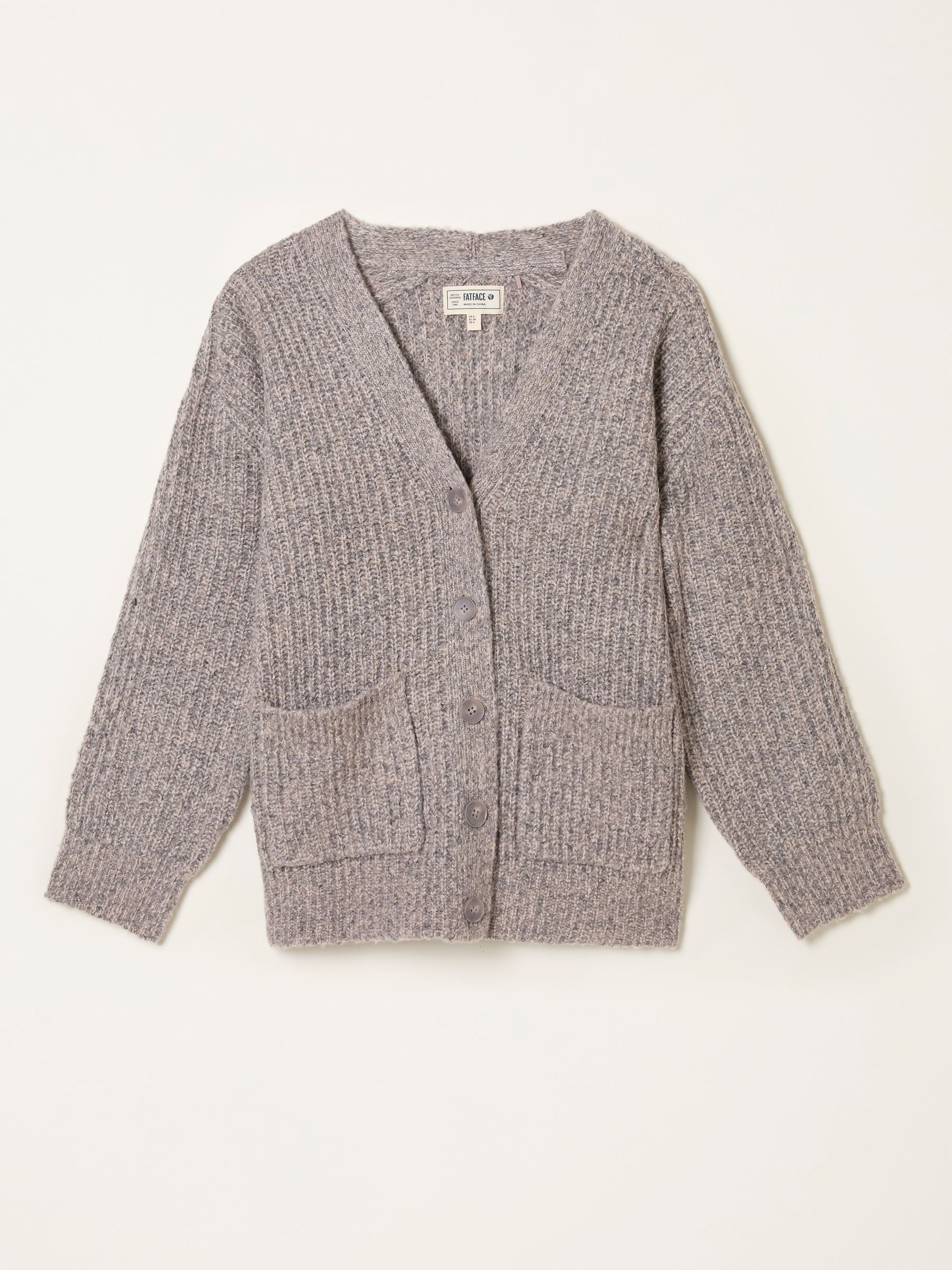 Blanche Light Grey Oversized Knitted Cardigan | FatFace USA