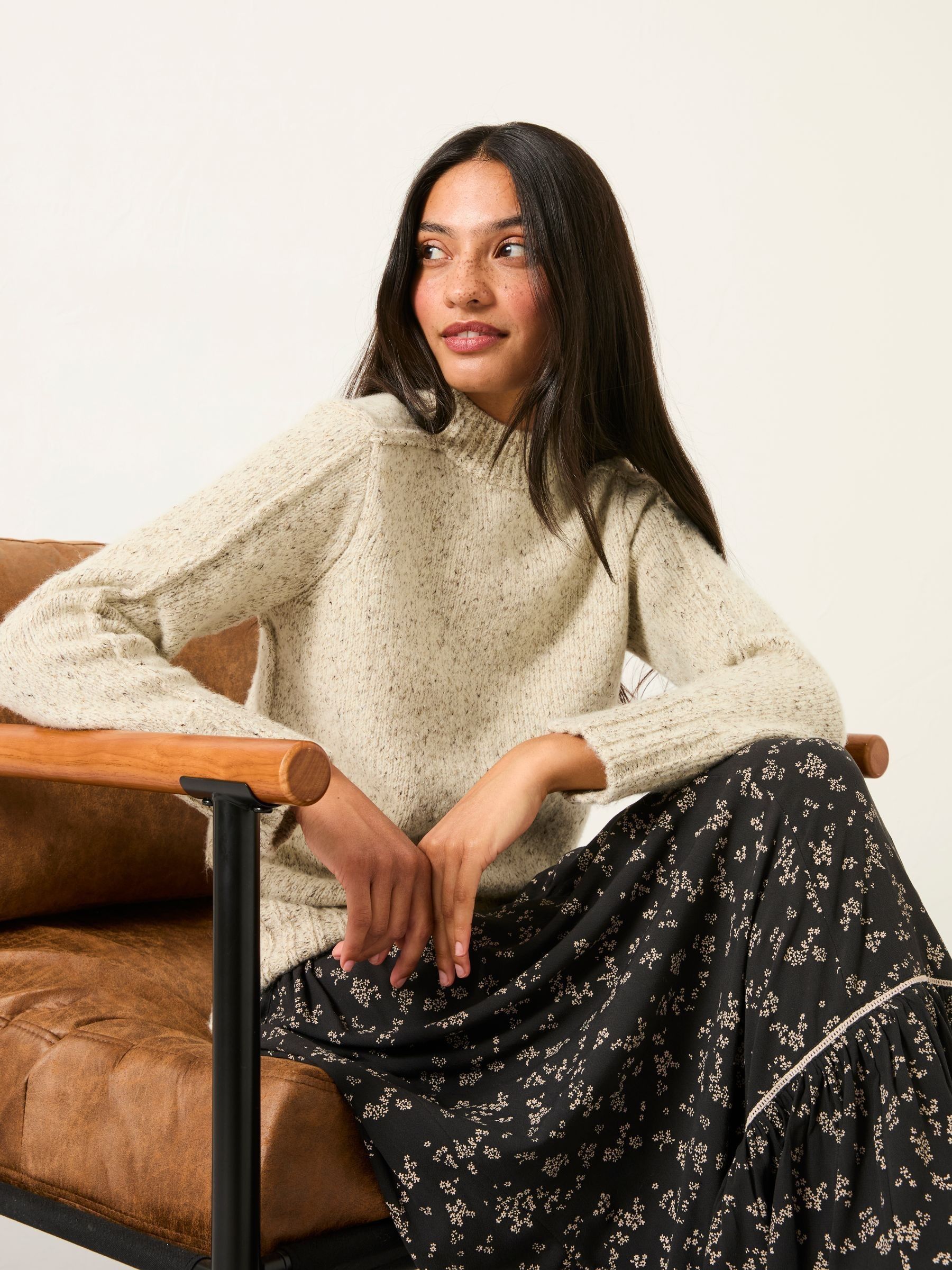 Fae Natural Flecked Knitted Jumper - Image 4 of 5