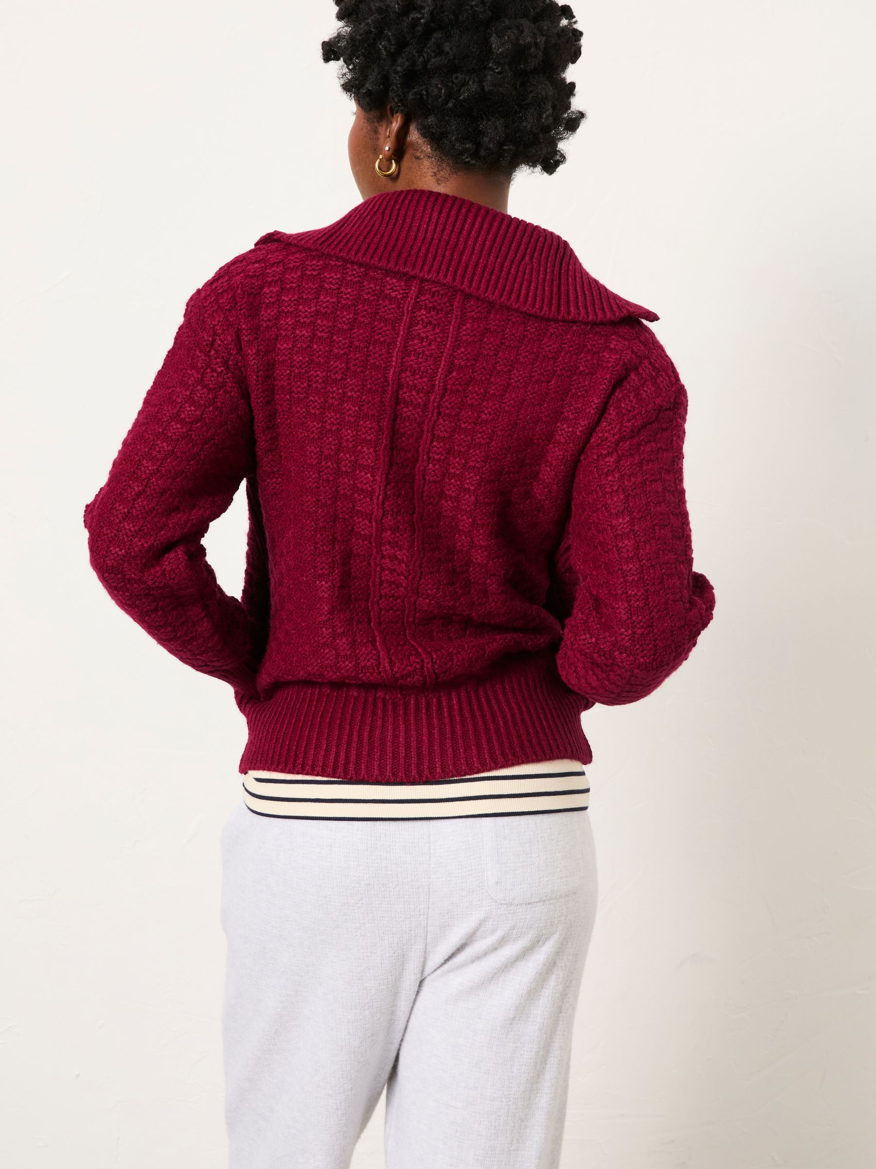 Casey Burgundy Red Zip Through Funnel Neck - Image 2 of 6