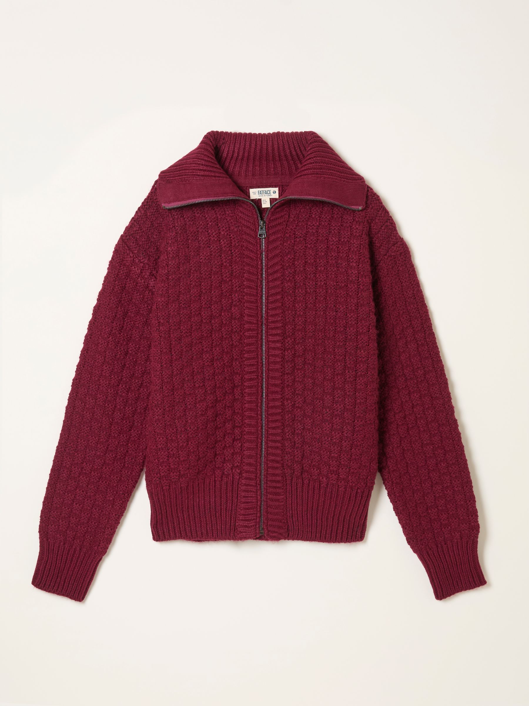 Casey Burgundy Red Zip Through Funnel Neck - Image 6 of 6
