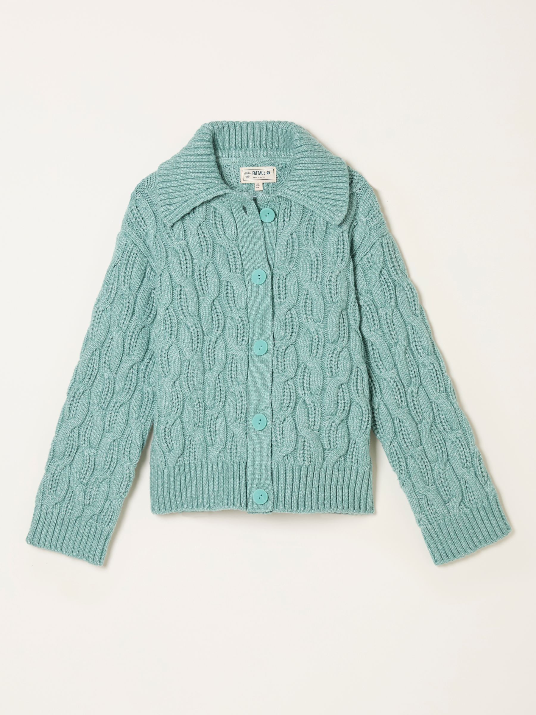 Mari Duck Egg Blue Collared Knitted Cardigan - Image 1 of 1