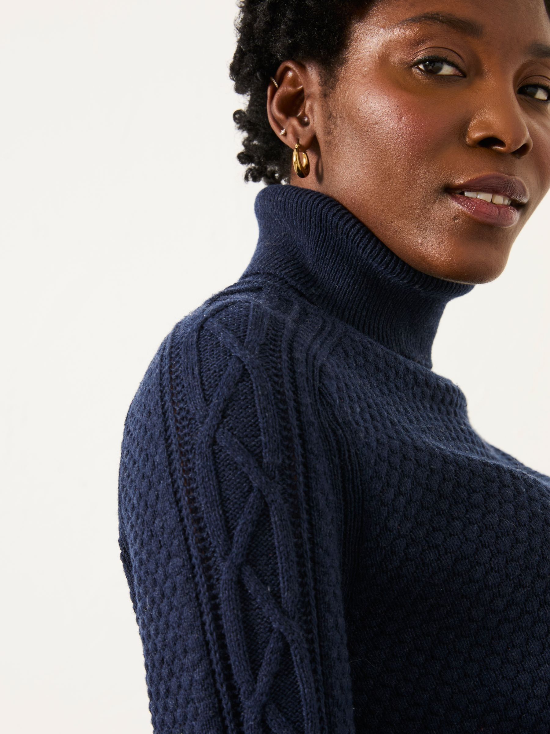 Freida Navy Turtle Neck Knitted Jumper - Image 3 of 5