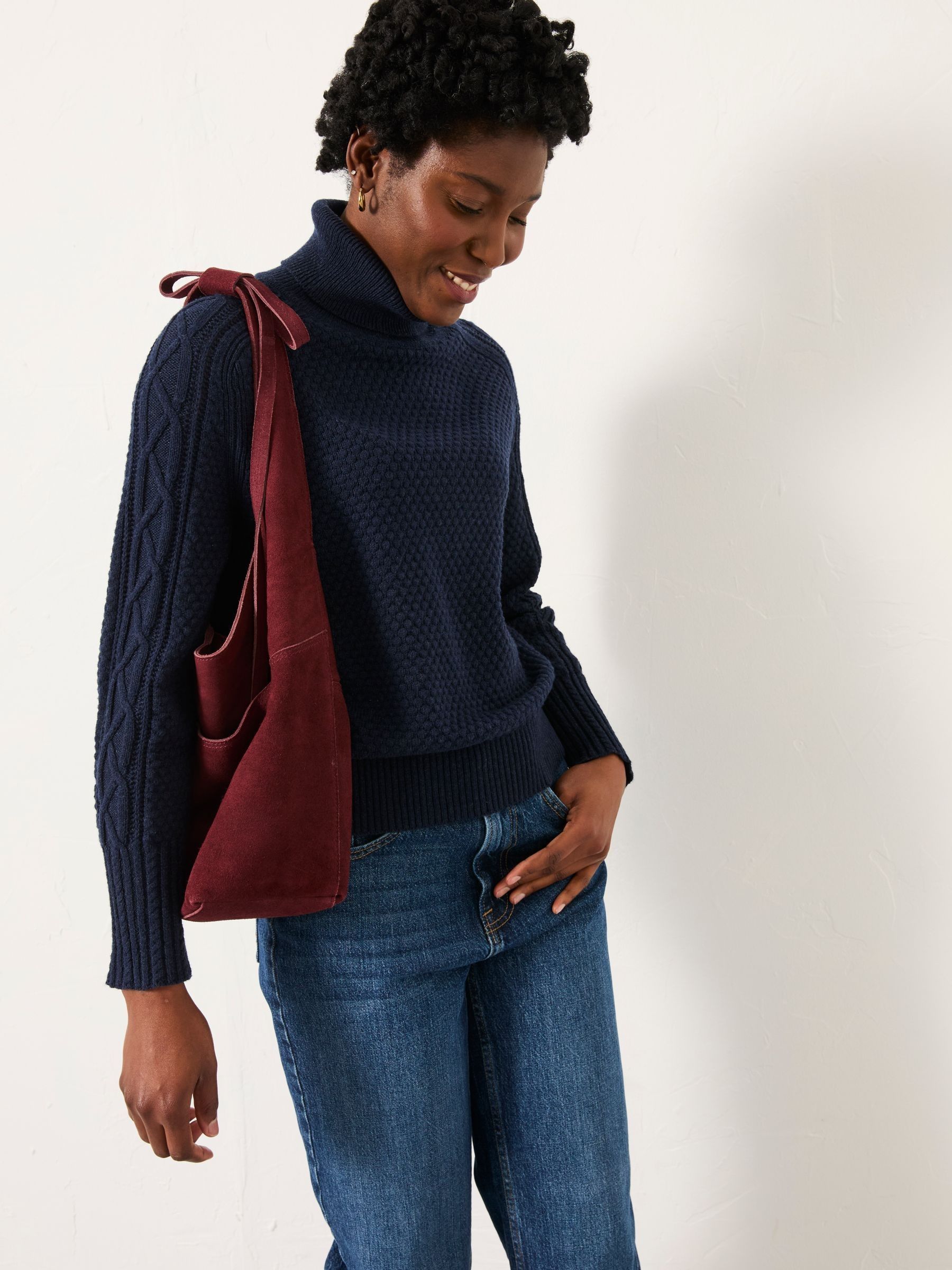Freida Navy Turtle Neck Knitted Jumper - Image 4 of 5