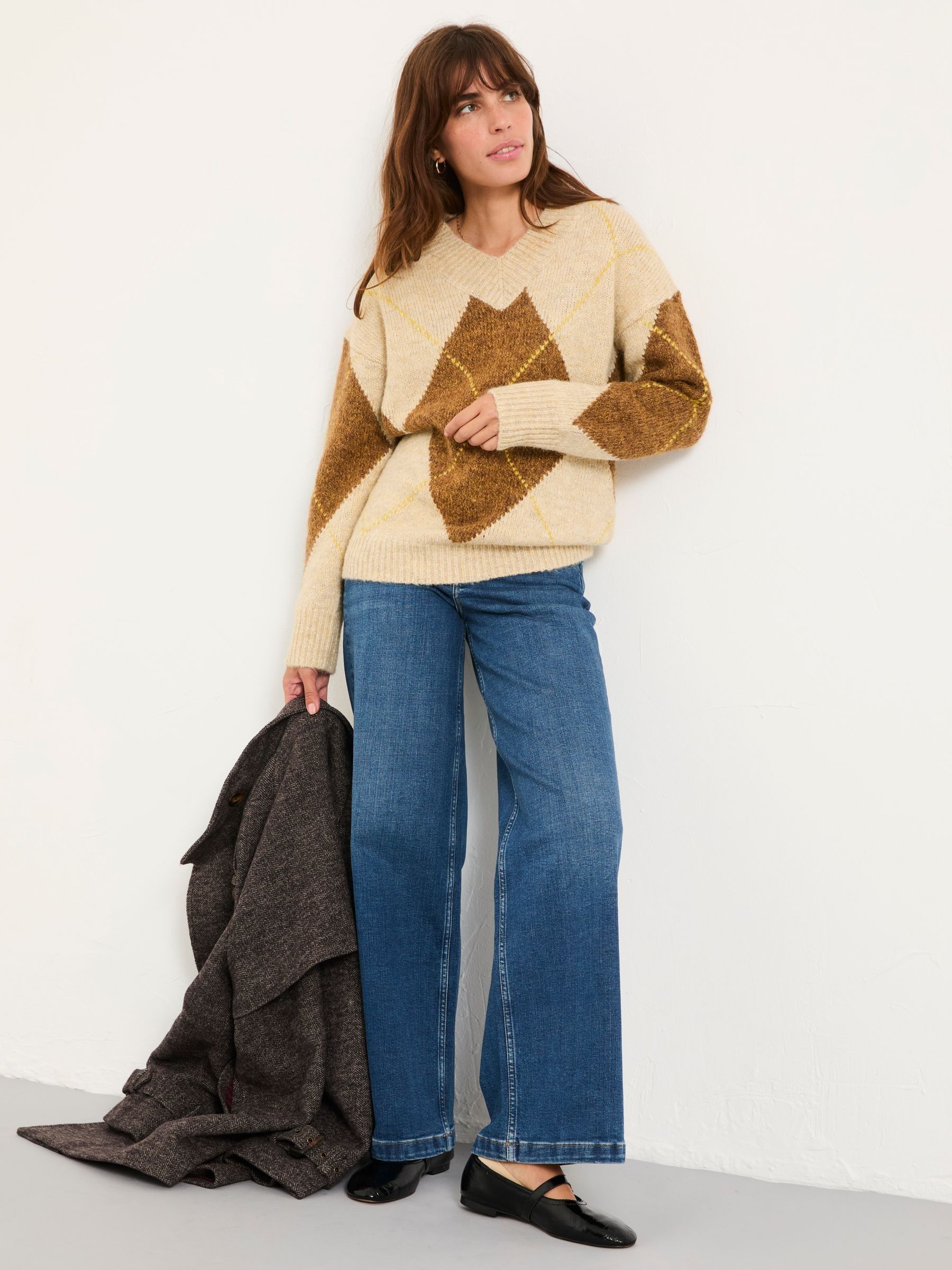 Ali Natural Argyle Knitted Jumper - Image 4 of 7