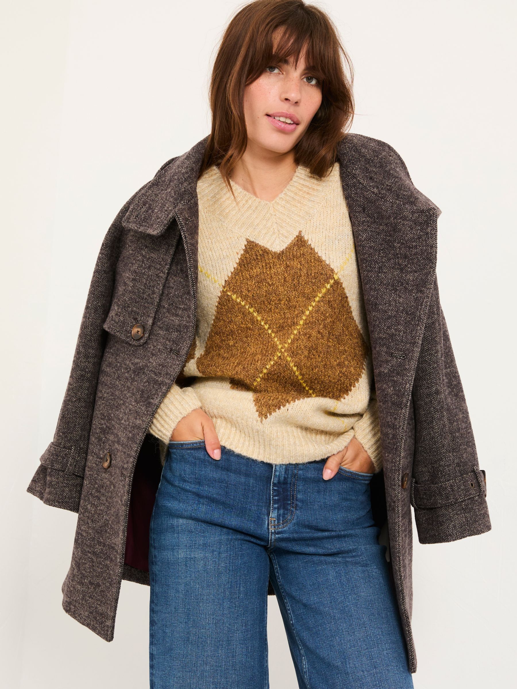 Ali Natural Argyle Knitted Jumper - Image 5 of 7
