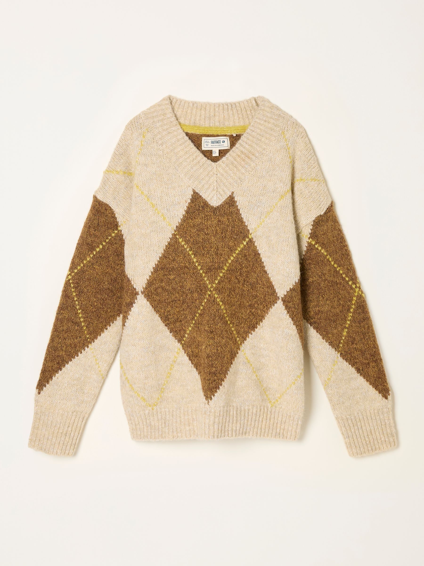 Ali Natural Argyle Knitted Jumper - Image 7 of 7