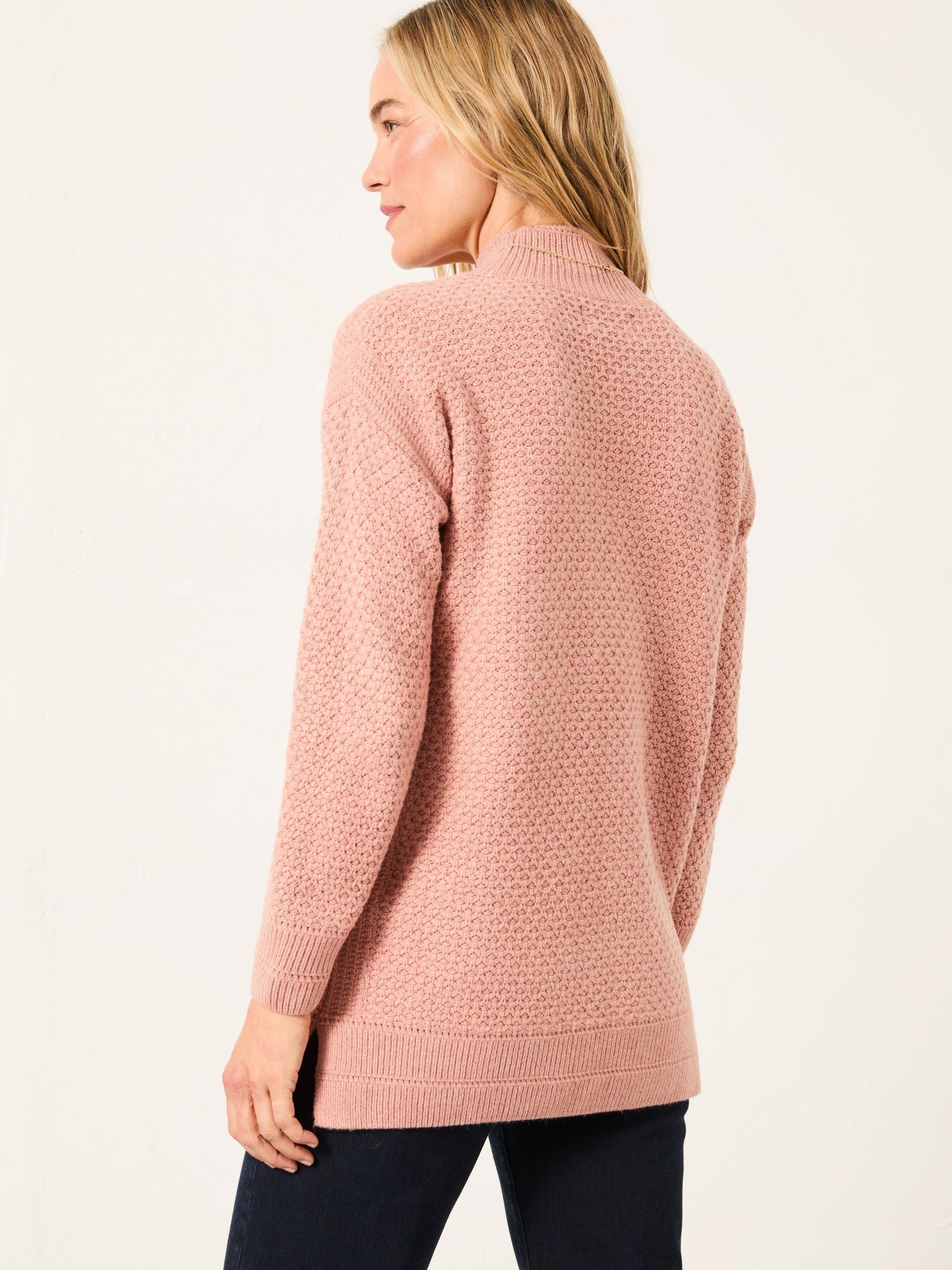 Blair Rose Pink Funnel Neck Long Line Knitted Jumper - Image 2 of 5