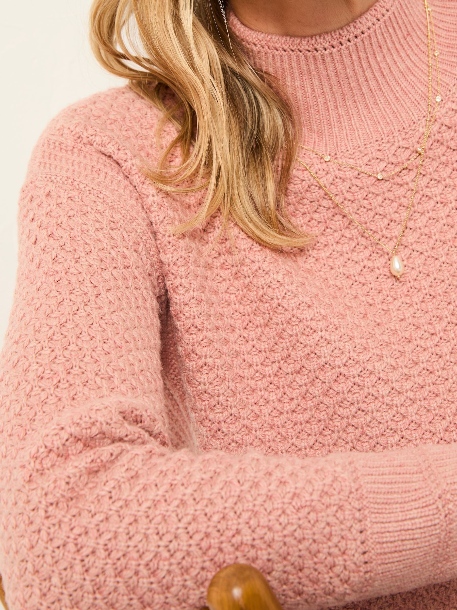 Blair Rose Pink Funnel Neck Long Line Knitted Jumper - Image 4 of 5
