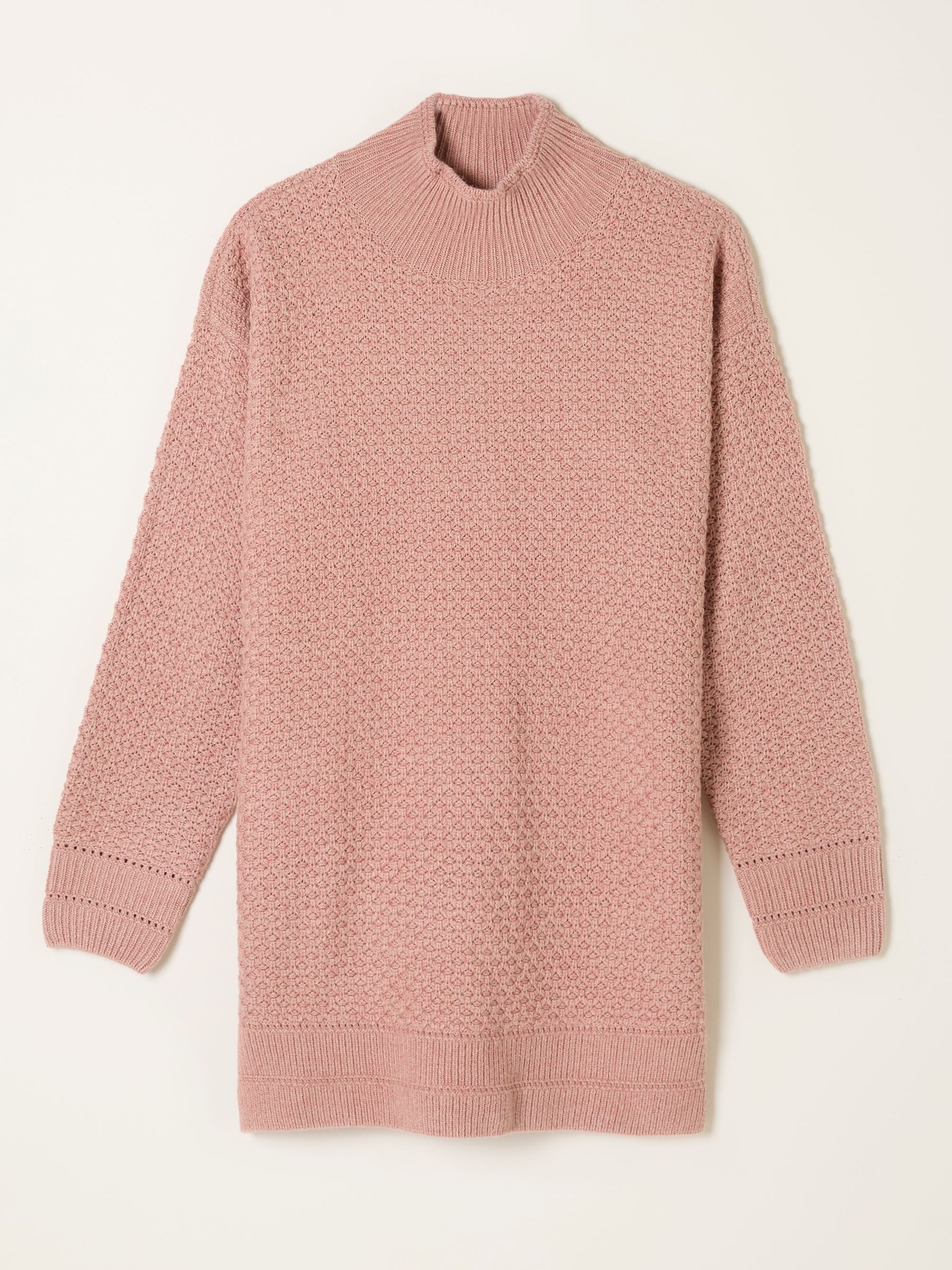 Blair Rose Pink Funnel Neck Long Line Knitted Jumper - Image 5 of 5