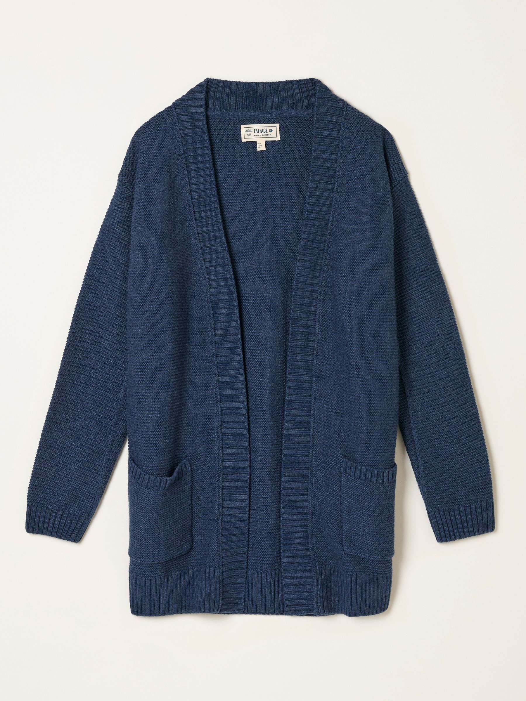 philme mix knit cardigan (unisex、navy) Harriet Navy Longline Knitted Cardigan | FatFace USA